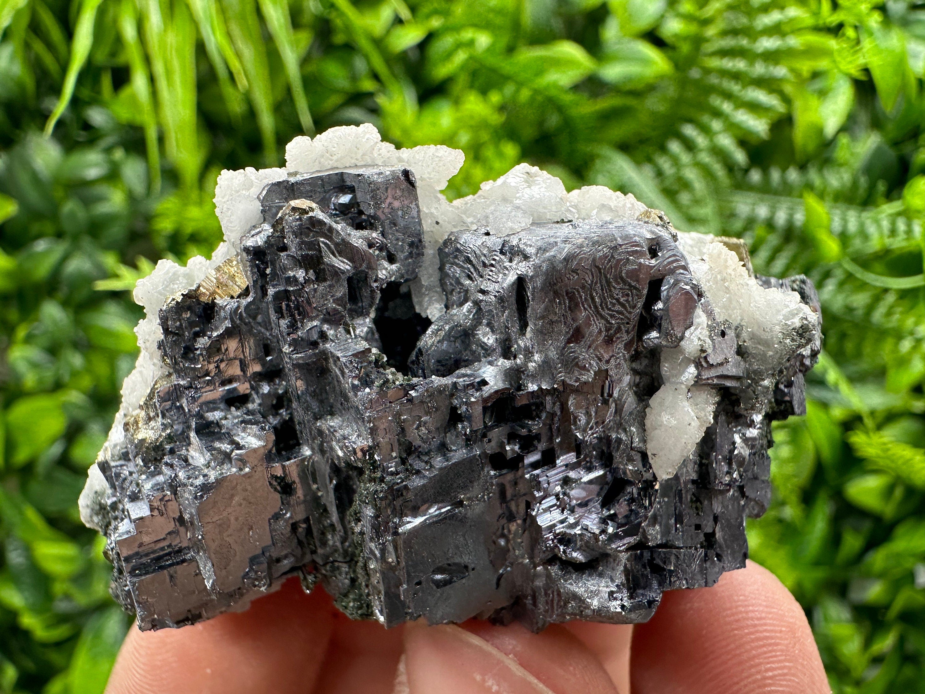 Skeletal Galena, Pyrite, and Calcite Mineral Specimen, Bulgaria