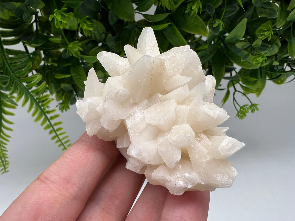 Calcite on Green Quartz: Djurcovo Mine, Bulgaria Healing Crystal