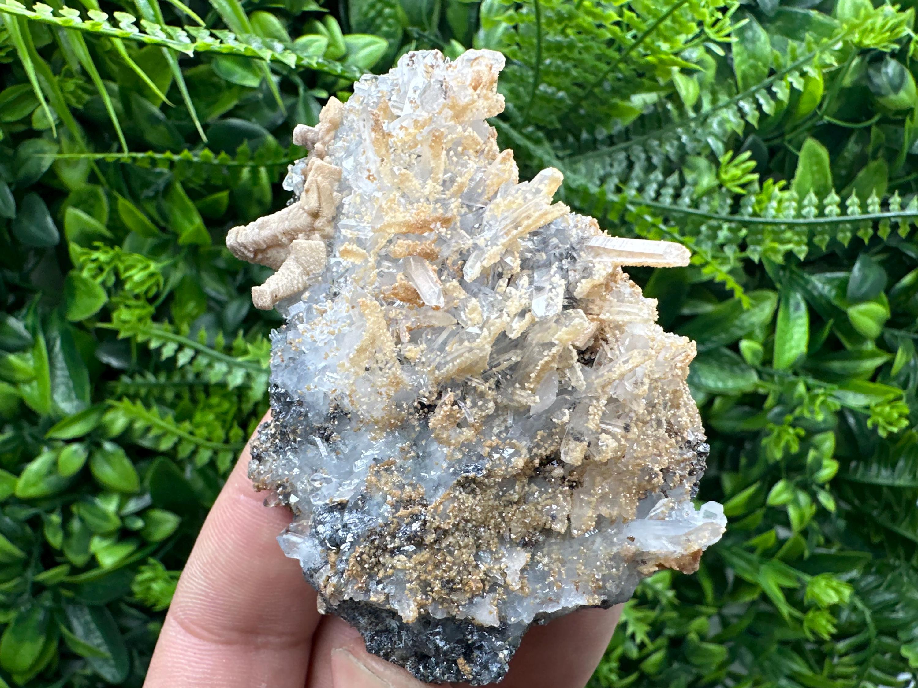 Quartz with Dolomite, Sphalerite and Galena Mineral Specimen