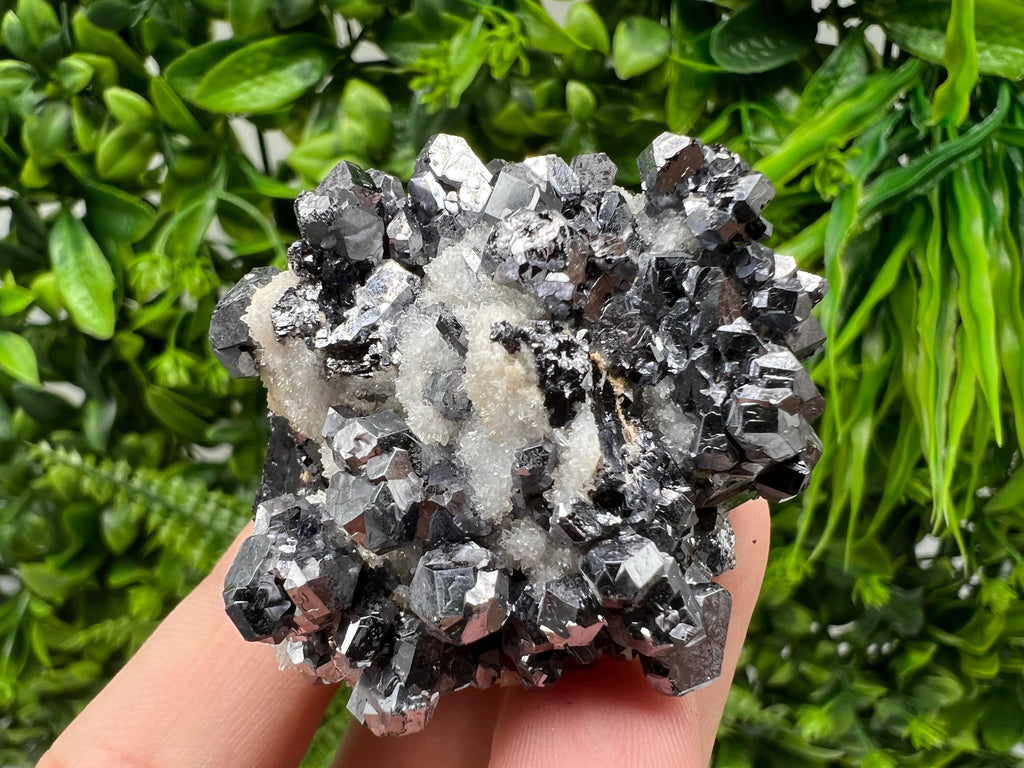 Mirror Galena with Cleiopfane on Chalcedony, Krushev dol Mine, Bulgaria