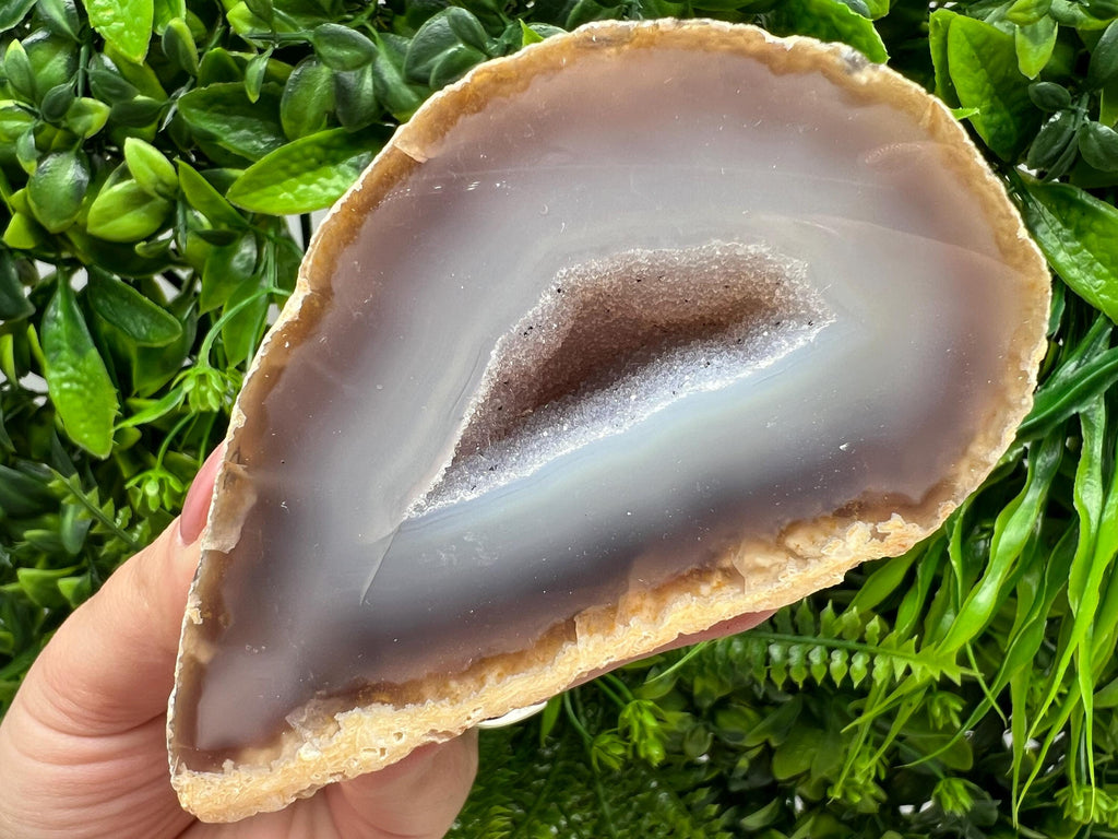 Blue Agate Druzy Geode, Natural Crystal Quartz