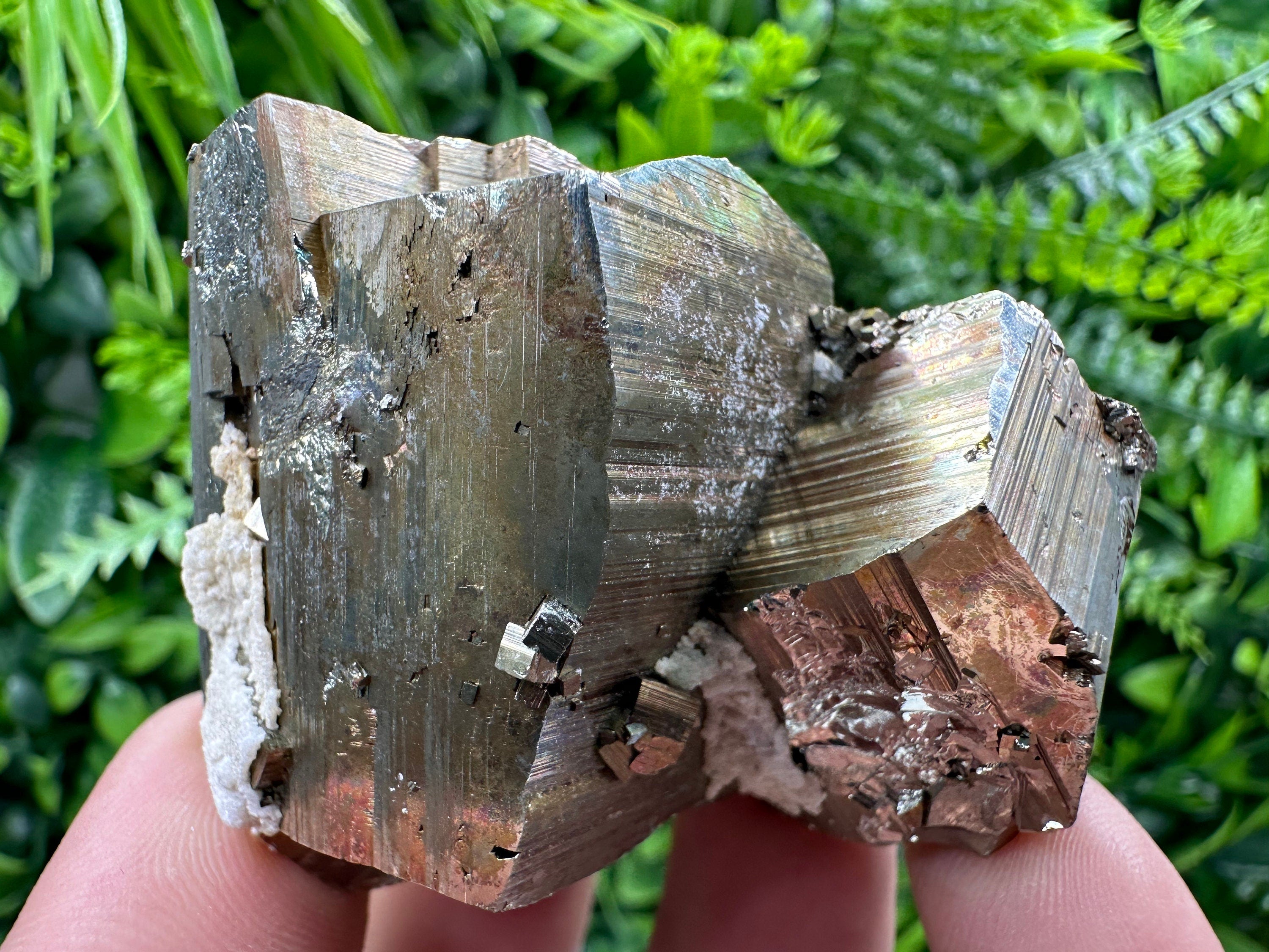 Rainbow Pyrite with Calcite: Natural Mineral Souvenir, Bulgaria
