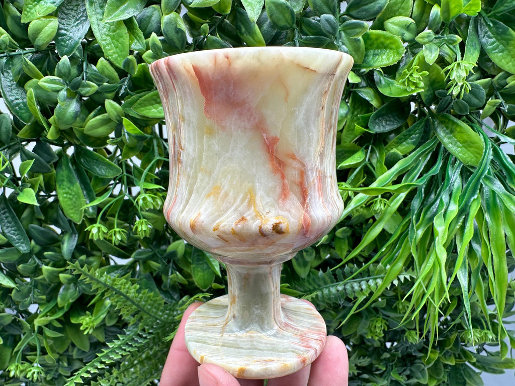 Vintage Onyx Goblet: Natural Stone Wine Cup, Barware (12cm)