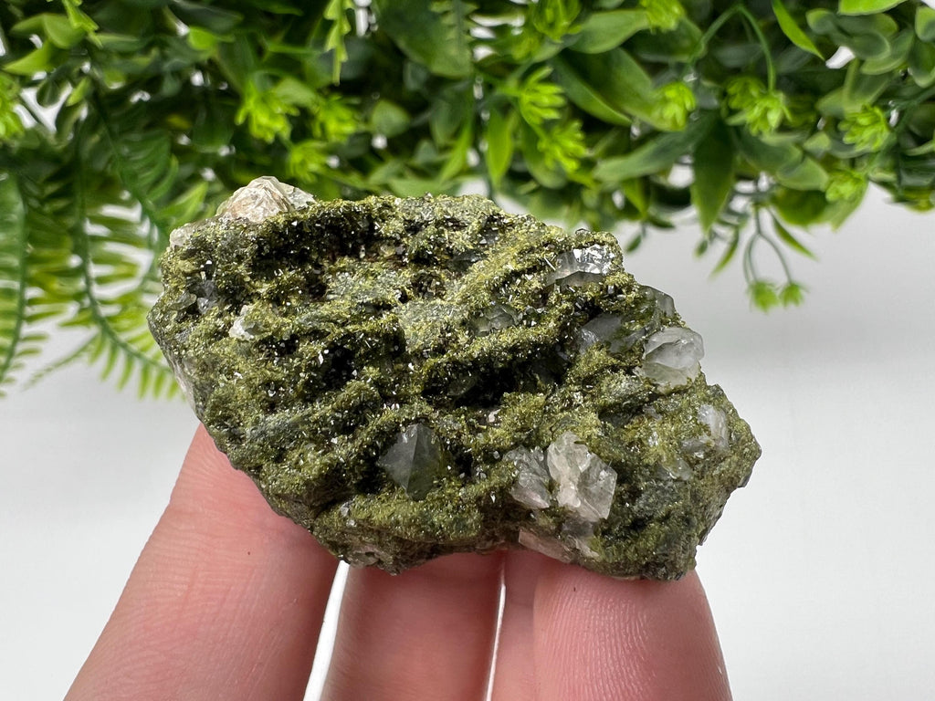 Rare Green Epidote with Quartz Crystals - Eastern Anatolian Turkey