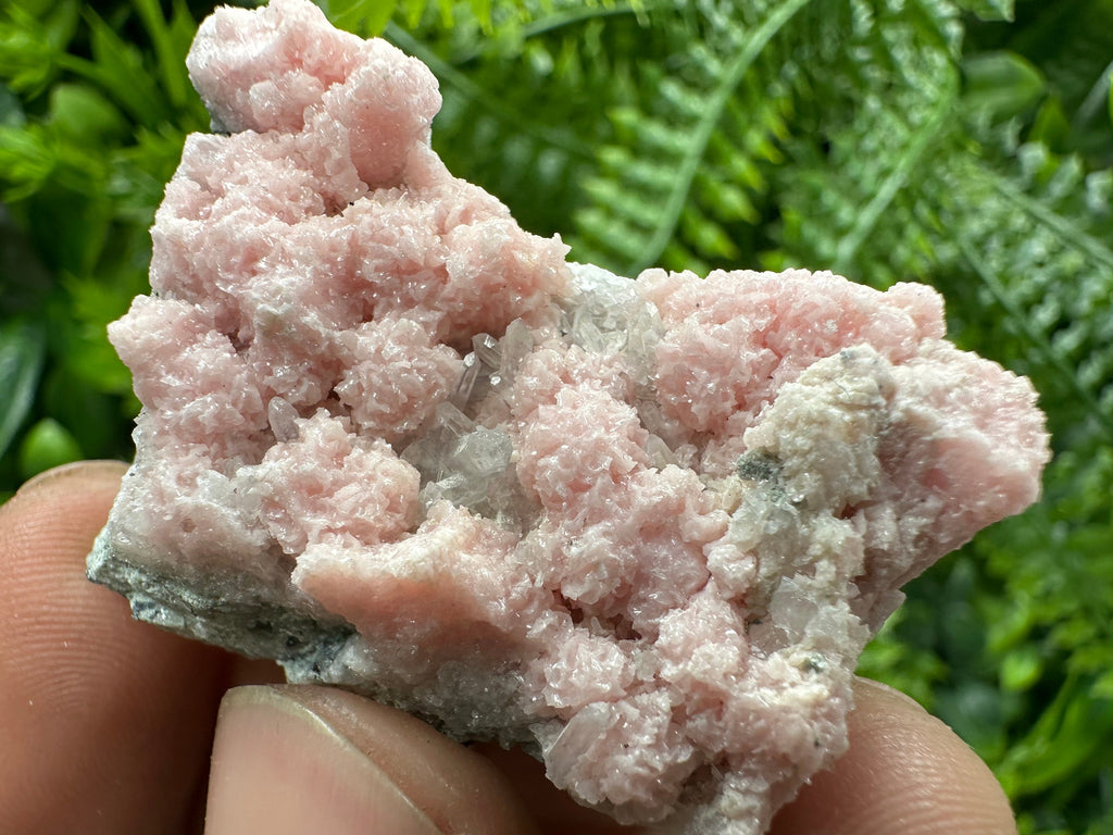 Rhodochrosite with Quartz Crystals: Bulgarian Home Decor Stone