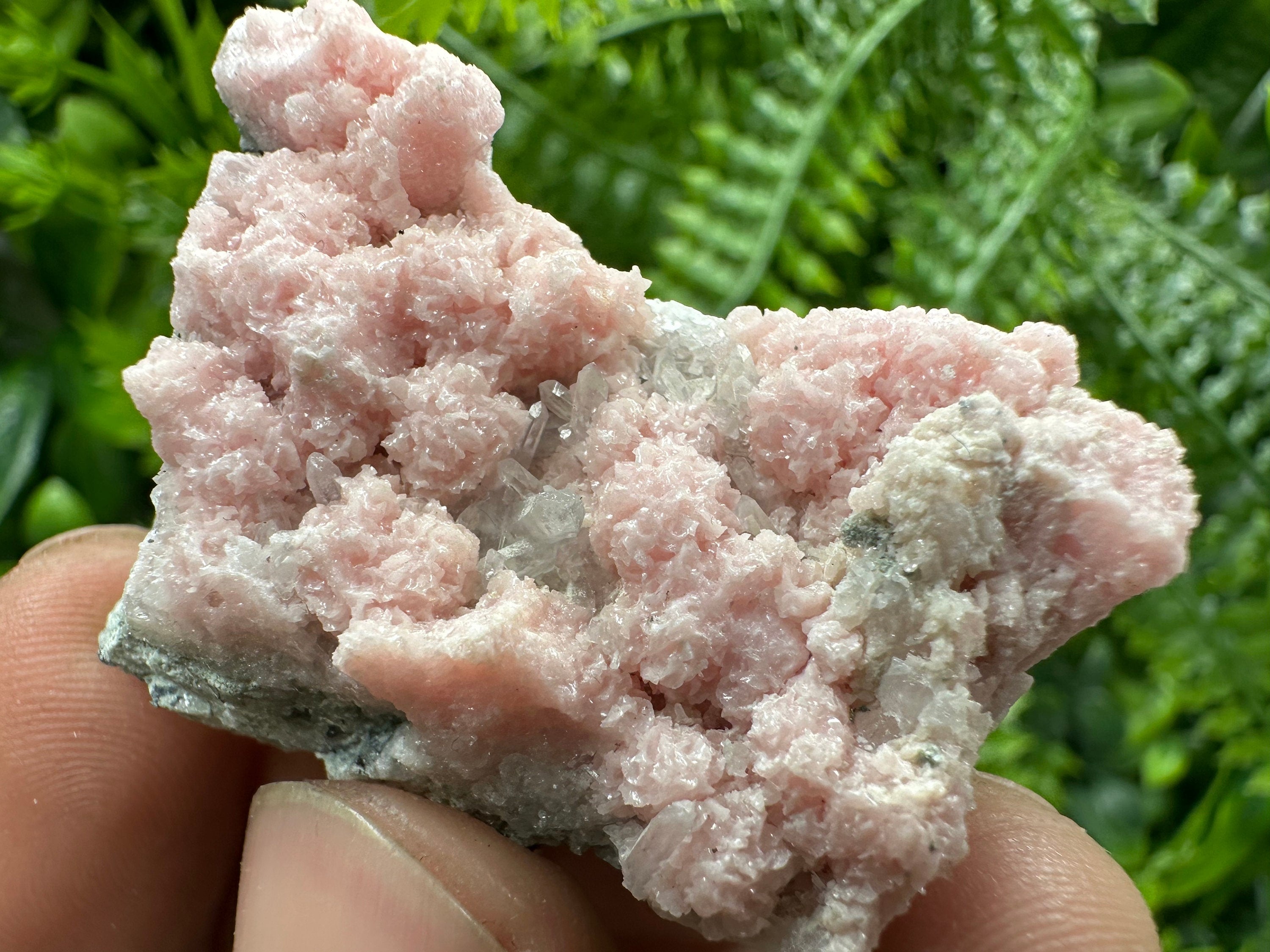Rhodochrosite with Quartz Crystals: Bulgarian Home Decor Stone