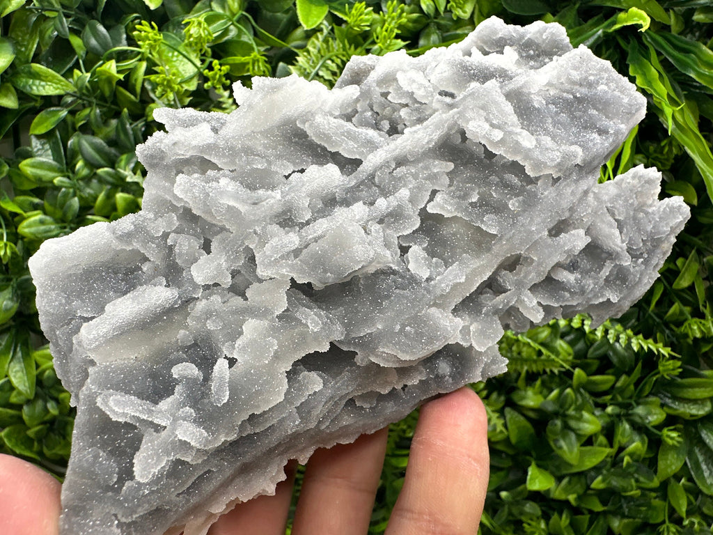 Blue Chalcedony Quartz with Chlorite Inclusions, Bulgaria Crystal Decor Stone