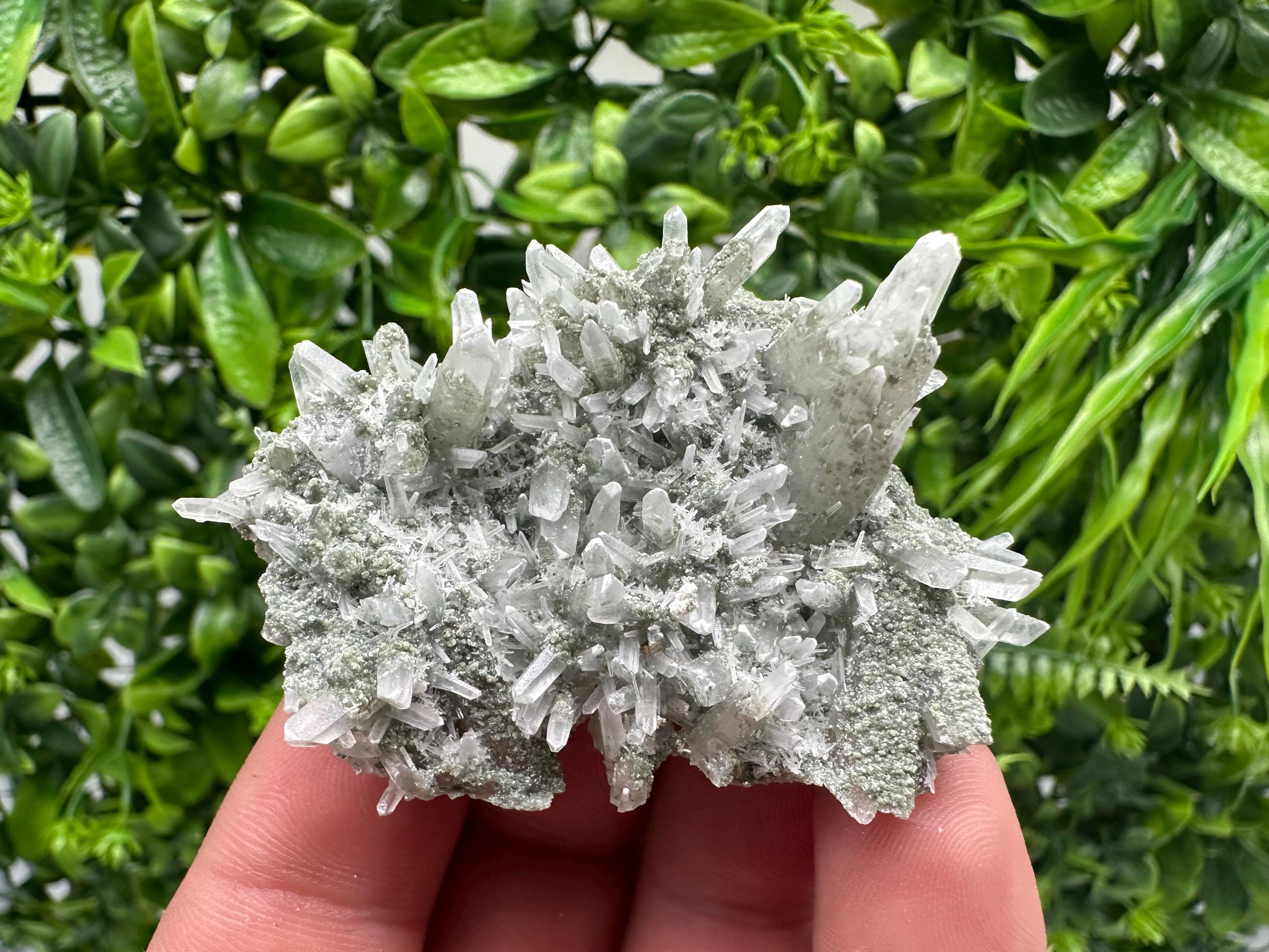 Lovely specimen Green Quartz inclusions Chlorite and Sphalerite/ Natural minerals/ Souvenir crystal gift minerals famous 9th September/Madan