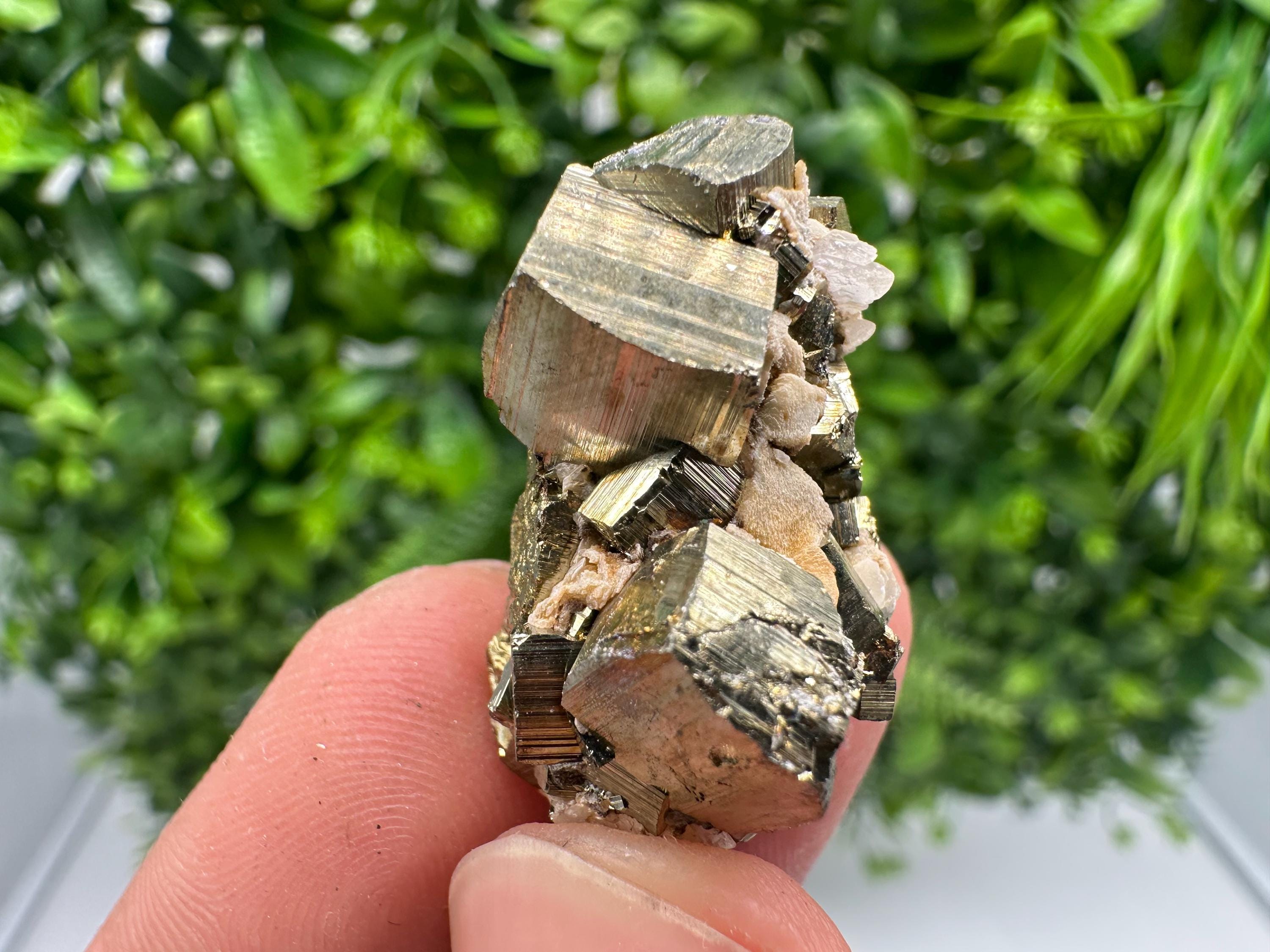 Rainbow Pyrite with Calcite, Natural Mineral Specimen, Bulgaria
