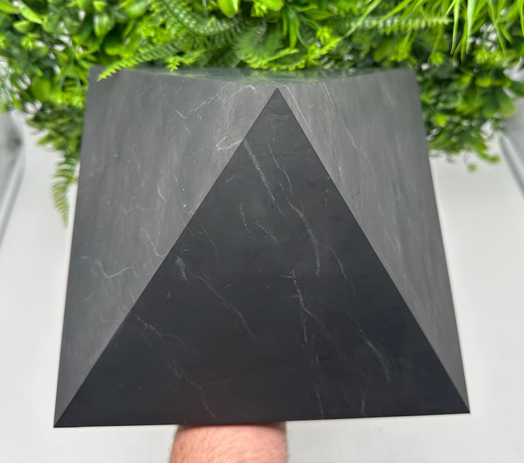 Large Unpolished Shungite Pyramid: EMF Protection, Sacred Stone (25cm)
