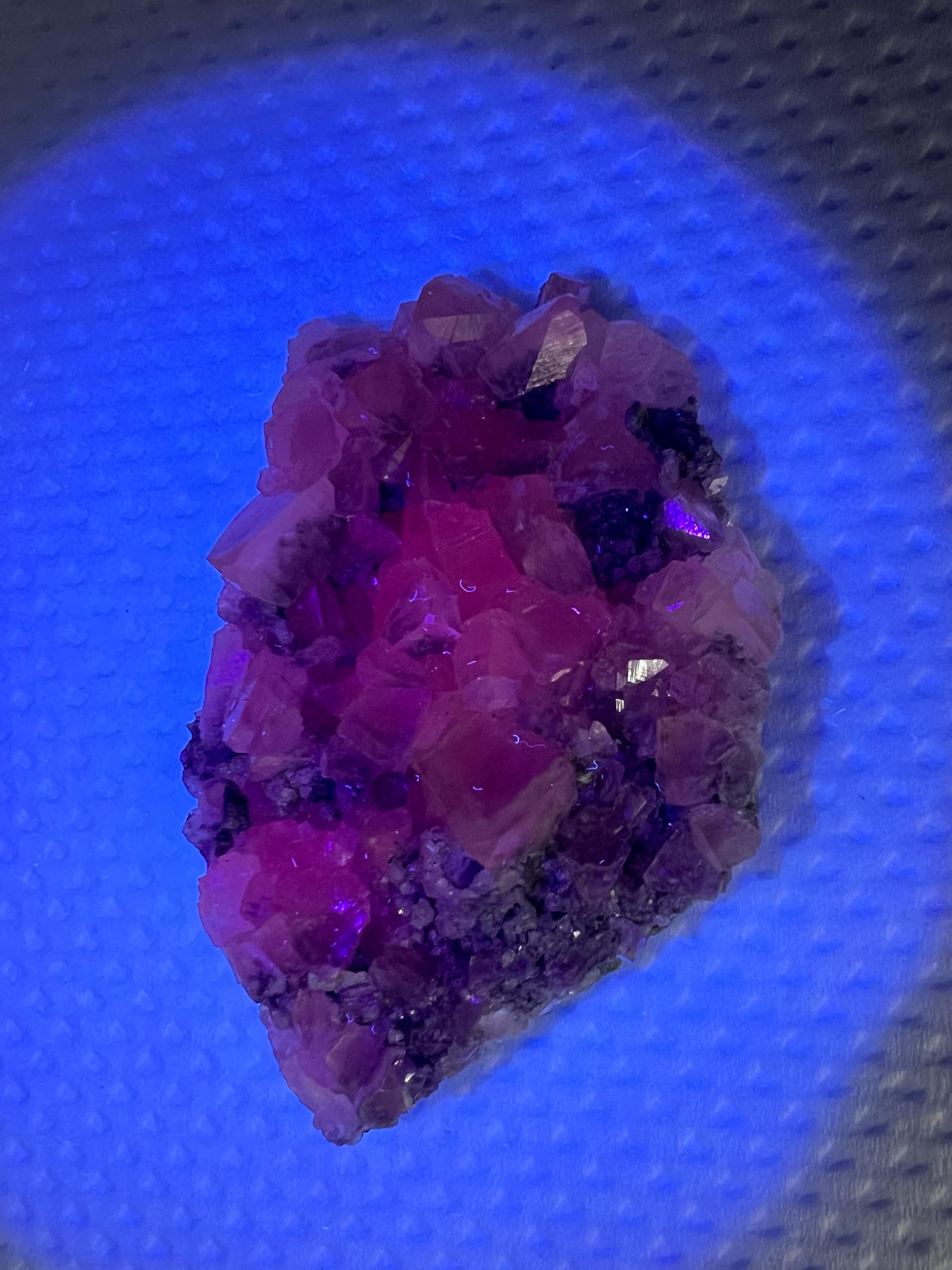 UV Reactive Mangano Calcite Crystal: Androvo Mine, Bulgaria