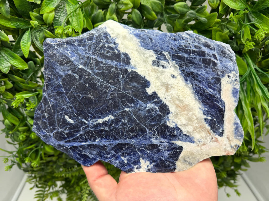 Polished Sodalite Slice – Natural Blue Crystal Slab, Home Decor Accent