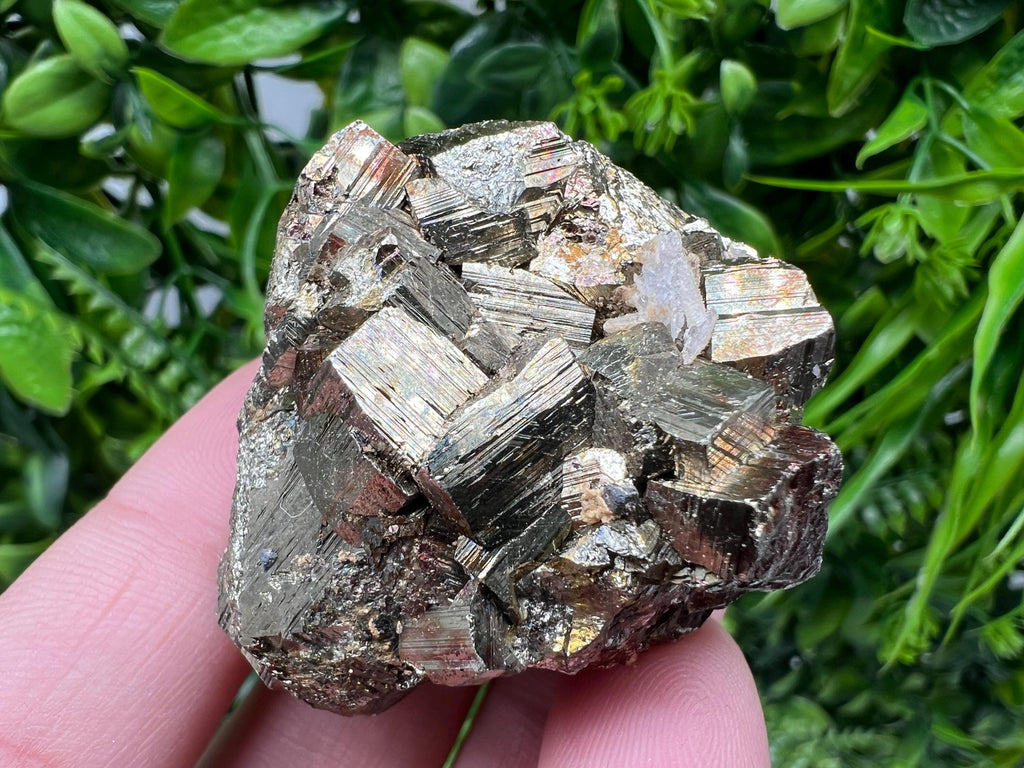 Rainbow Pyrite with Calcite, Borieva Bulgaria Crystal, Rare Mineral Decor