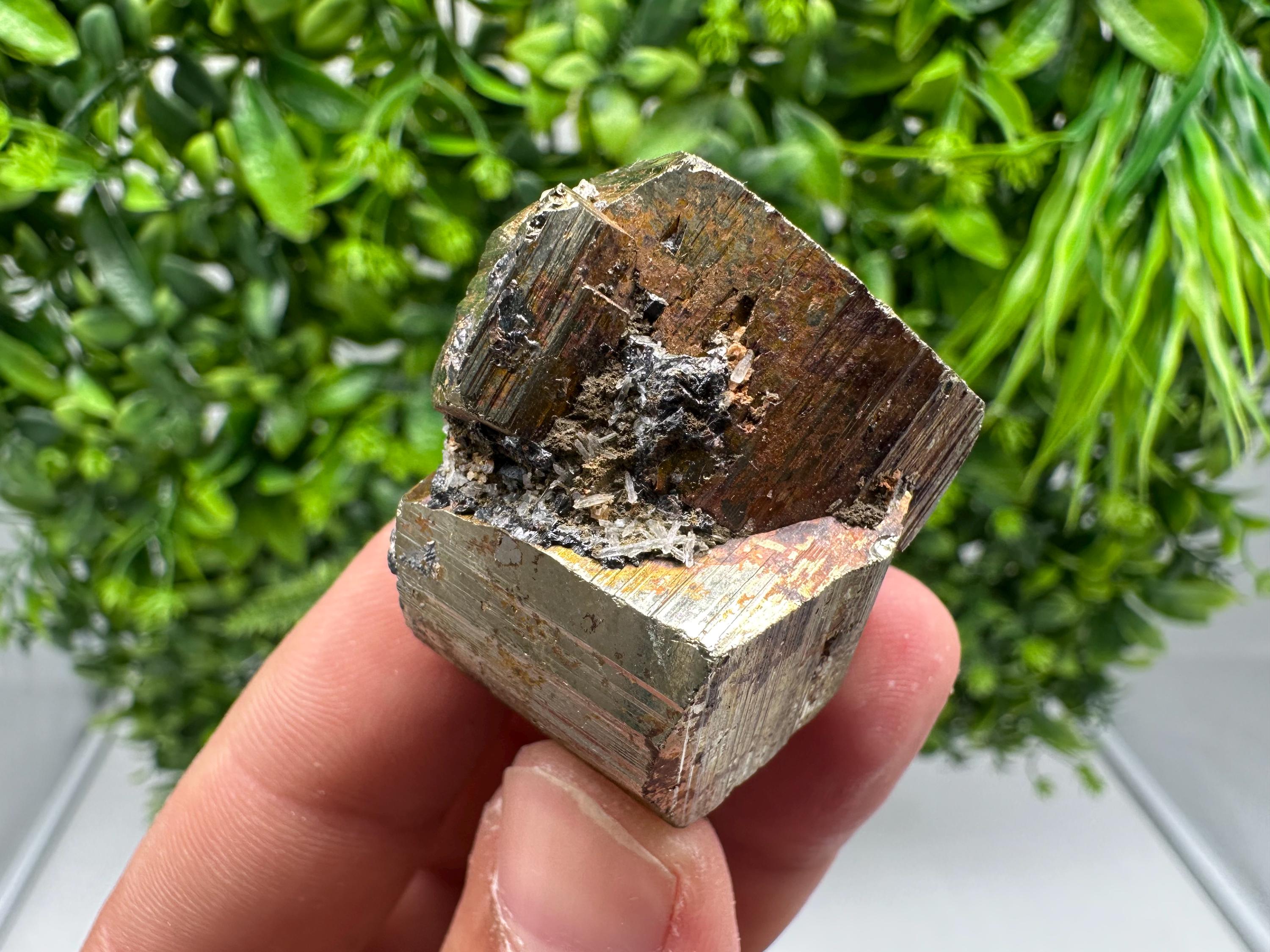 Wonderful Rainbow Pyrite whit Calcite,natural minerals souvenir Crystal,collection stone,rare minerals,home decor,Borieva Bulgaria