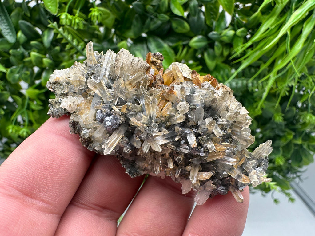 Rainbow Pyrite Sphalerite on Quartz: Natural Crystal Home Decor