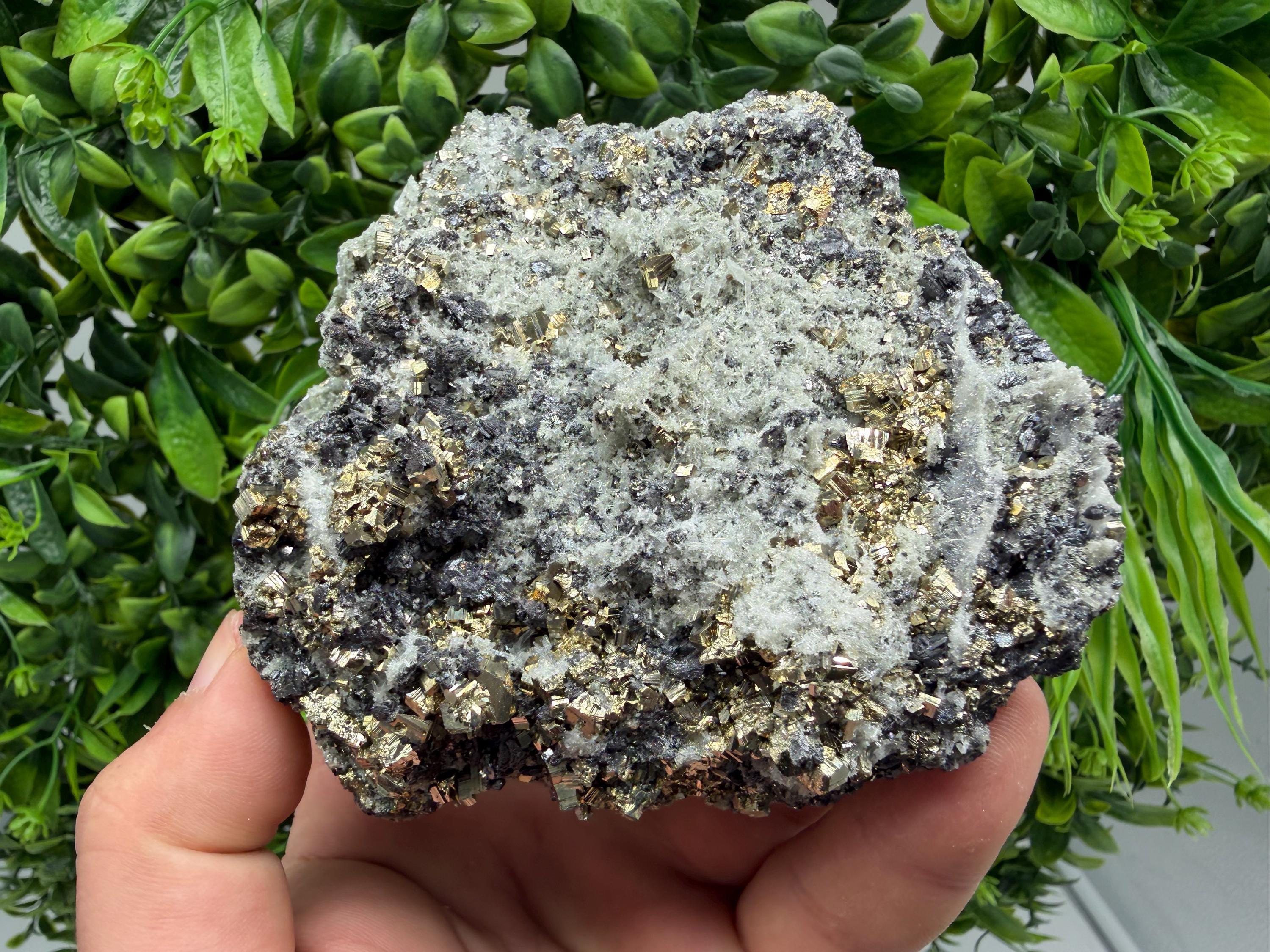 Sphalerite Quartz Pyrite Mineral Specimen: Madan Bulgaria Rare Crystal