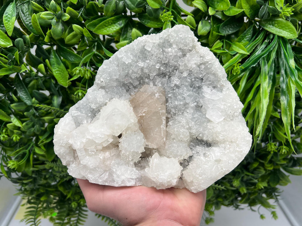 Apophyllite Stilbite on Chalcedony, Natural Mineral Specimen, India