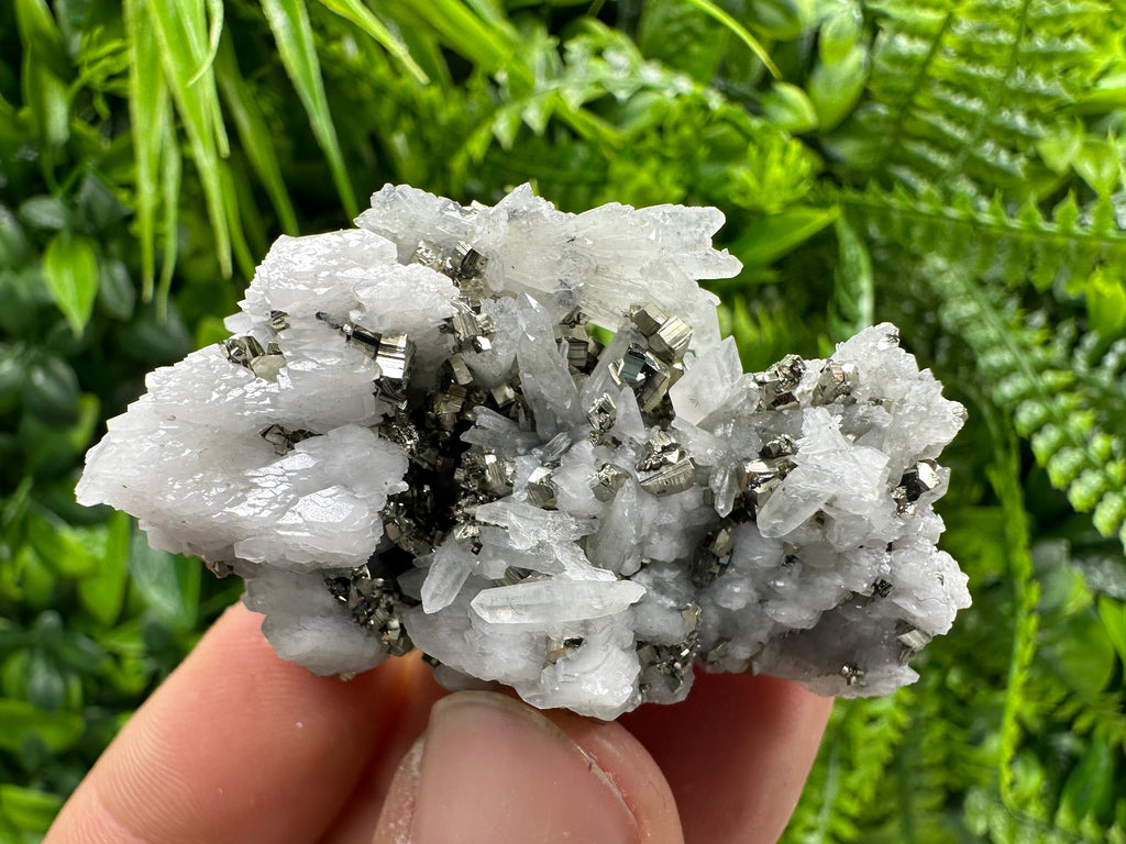 Pyrite on UV Calcite Mineral Specimen, Borieva Mine Bulgaria
