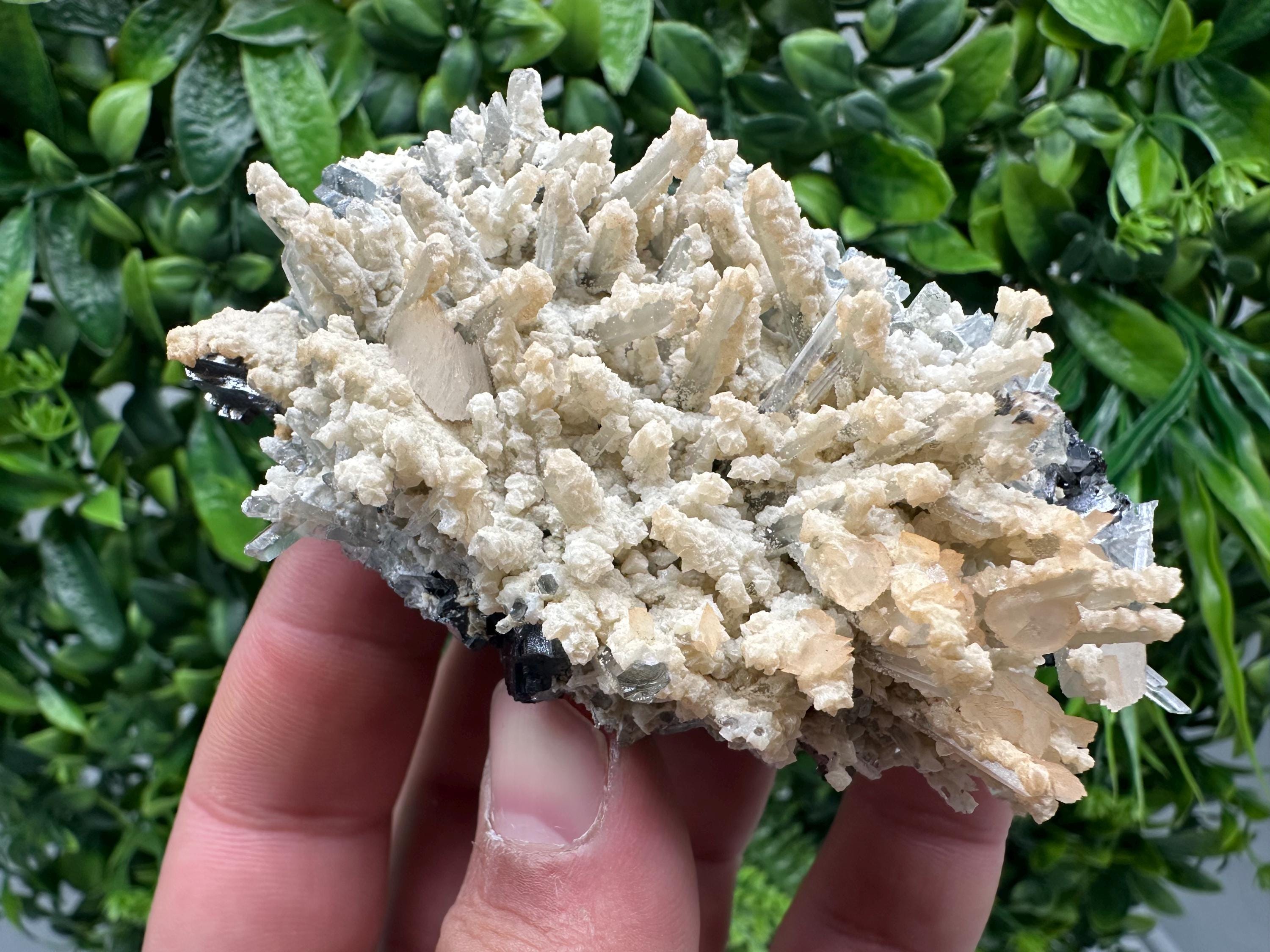 Quartz with Calcite Cluster: Krushev Dol Mine, Bulgaria
