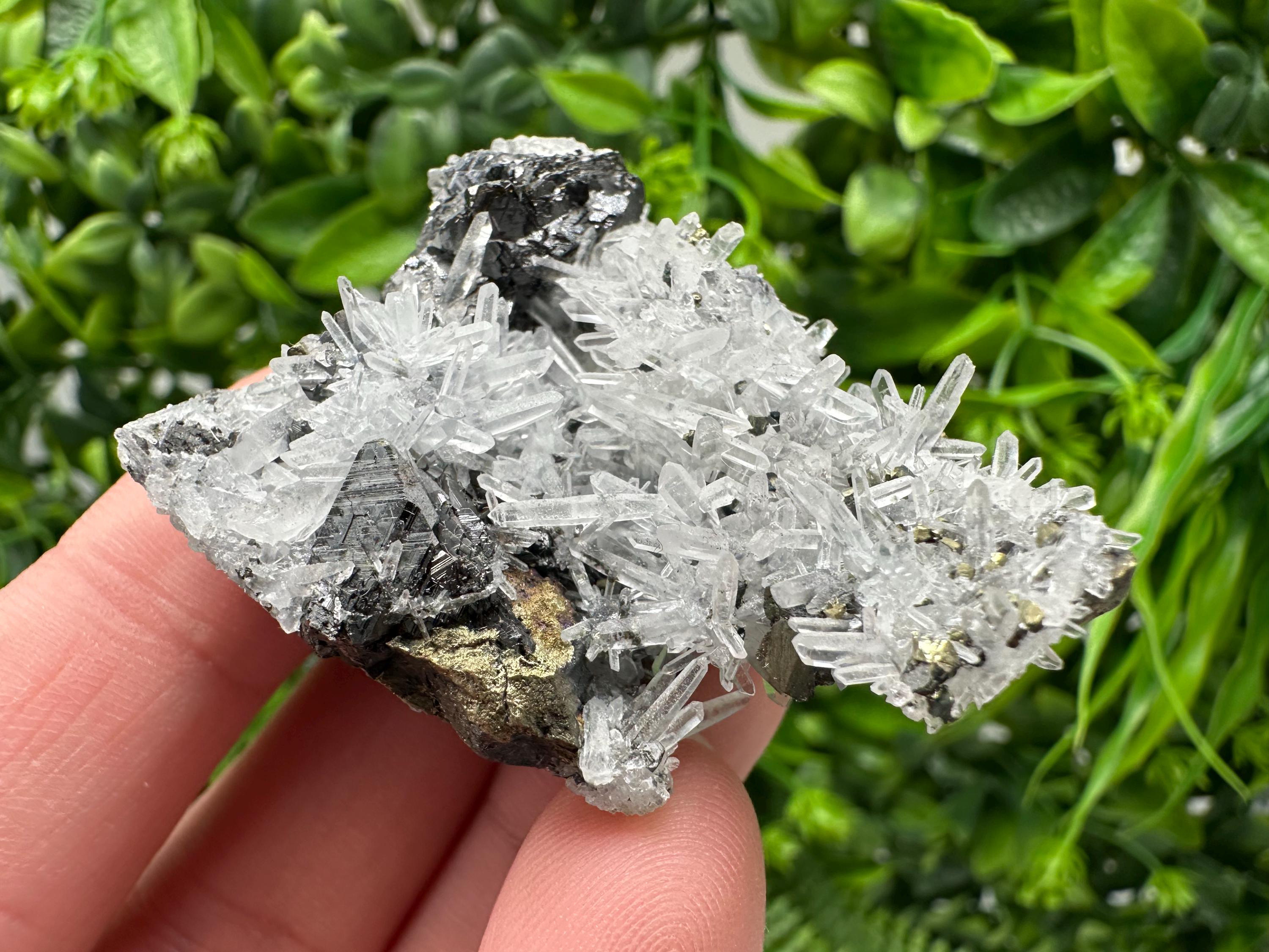 Wonderful Sphalerite Chalcopyrite on  Quartz whit Galena feom 9 th September mine,Bulgaria,natural,collection mineral specimen,gift