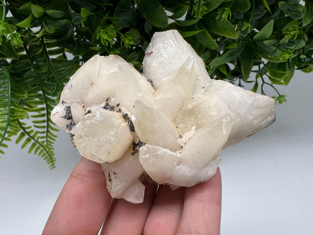 Calcite on Green Quartz: Rare Healing Crystal from Bulgaria