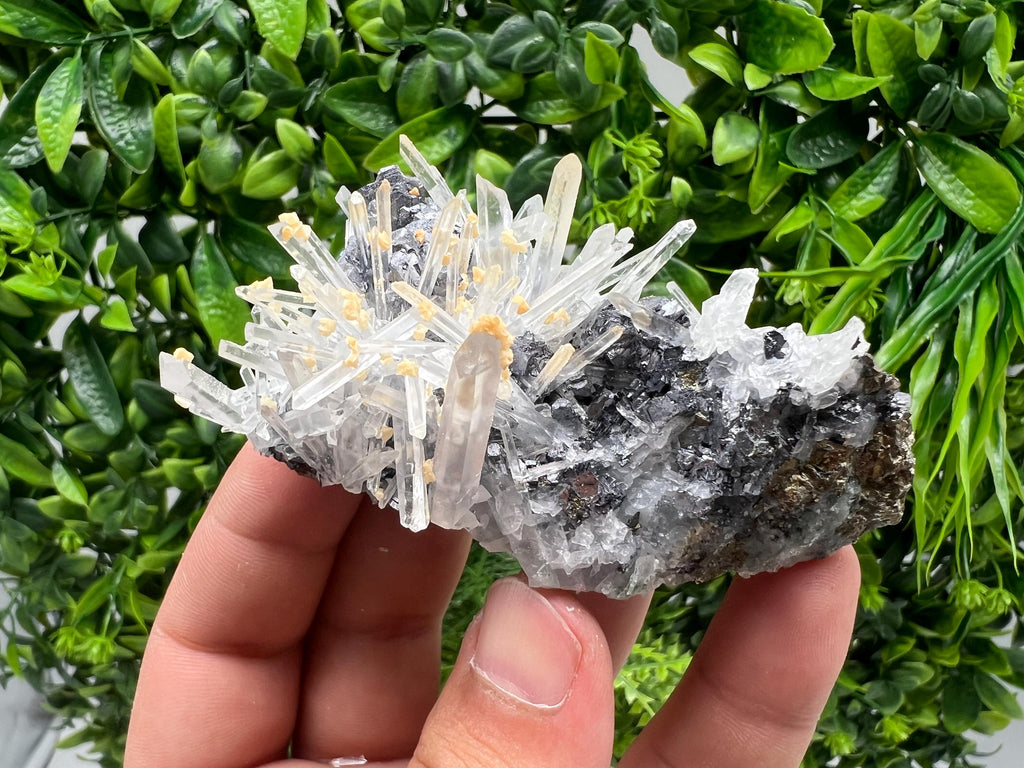 Galena Spinel Law on Quartz with Siderite, Krushev Dol, Bulgaria