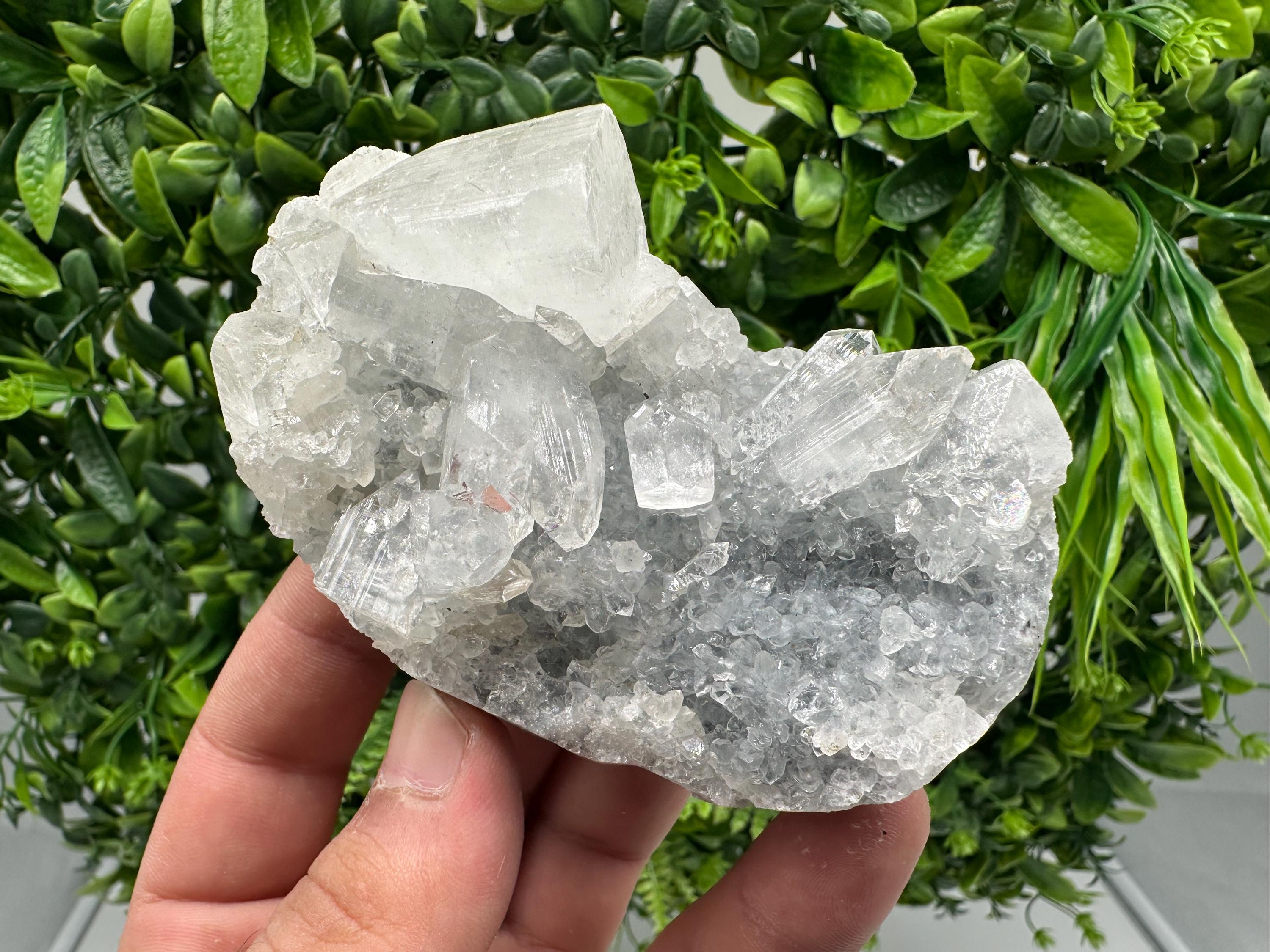 Apophyllite Stilbite on Chalcedony: Natural Mineral Specimen, India