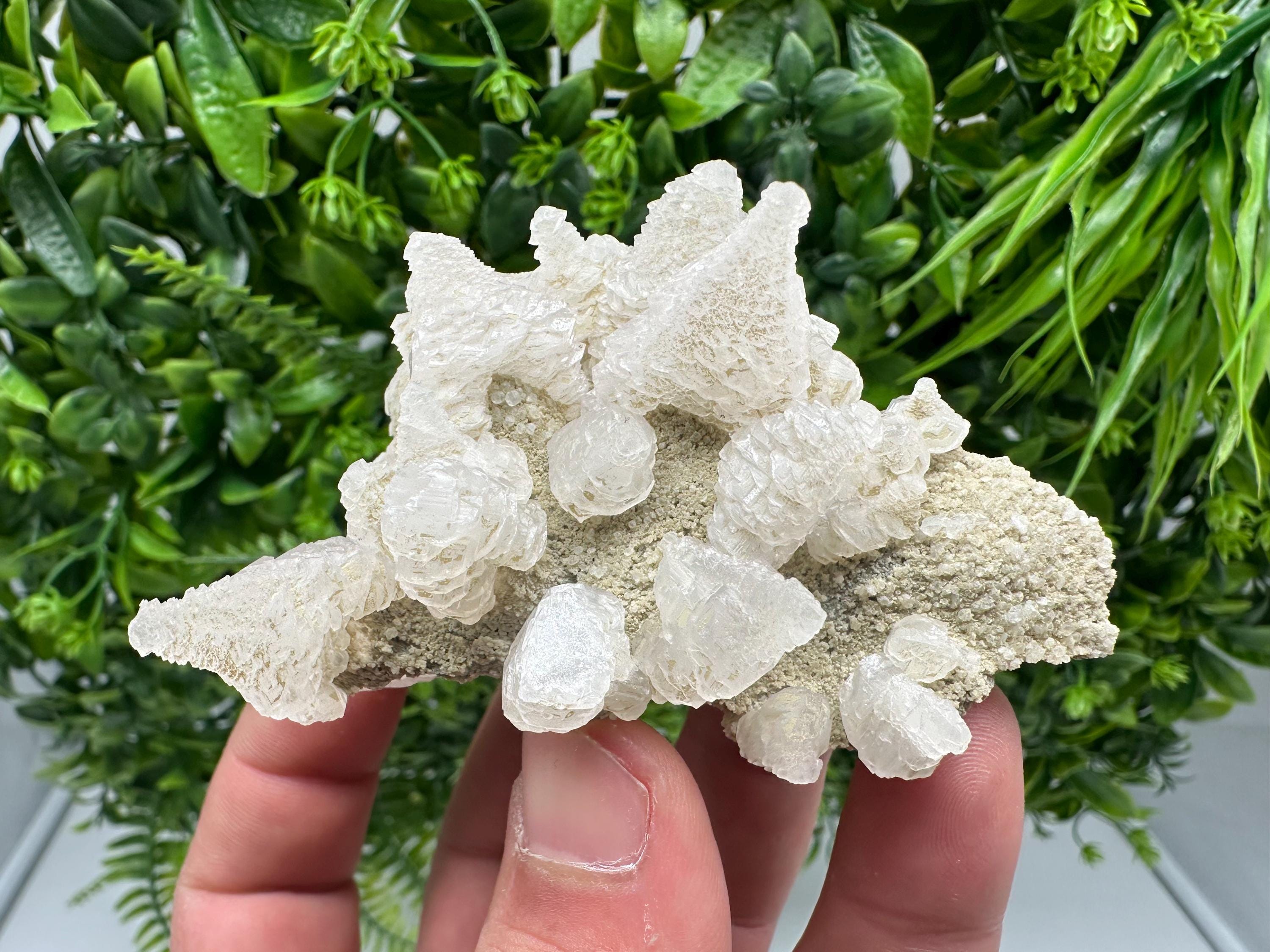 Calcite on Green Quartz: Laki Bulgaria Healing Crystal