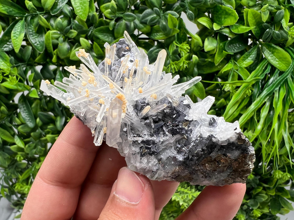 Galena Spinel Law on Quartz with Siderite, Krushev Dol, Bulgaria