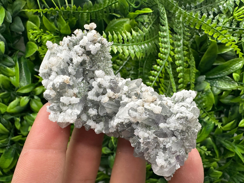 Calcite on Quartz with Amethyst and Chlorite, Djurcovo Mine, Bulgaria