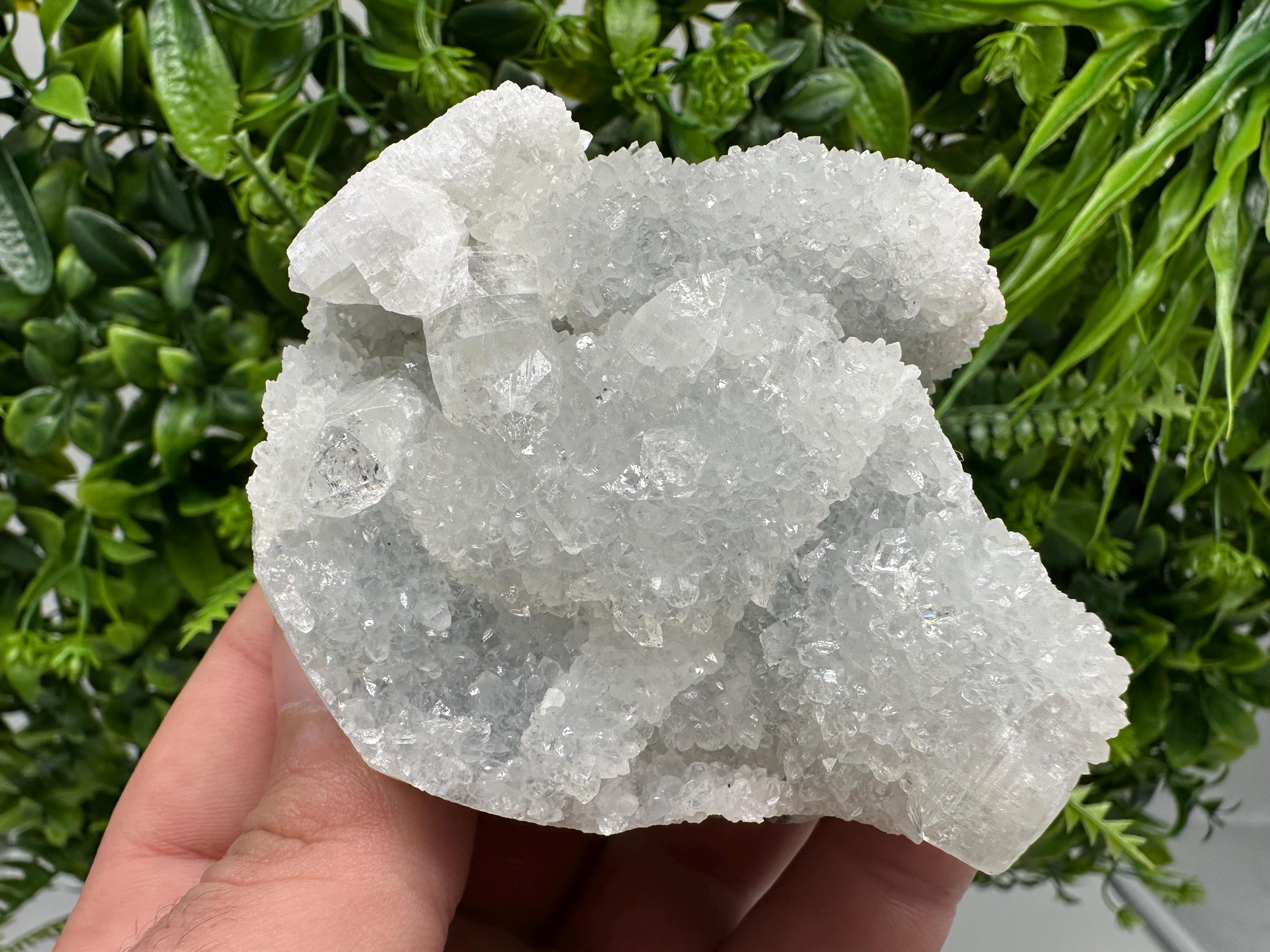 Transparent Apophyllite on Chalcedony, India Mineral Specimen