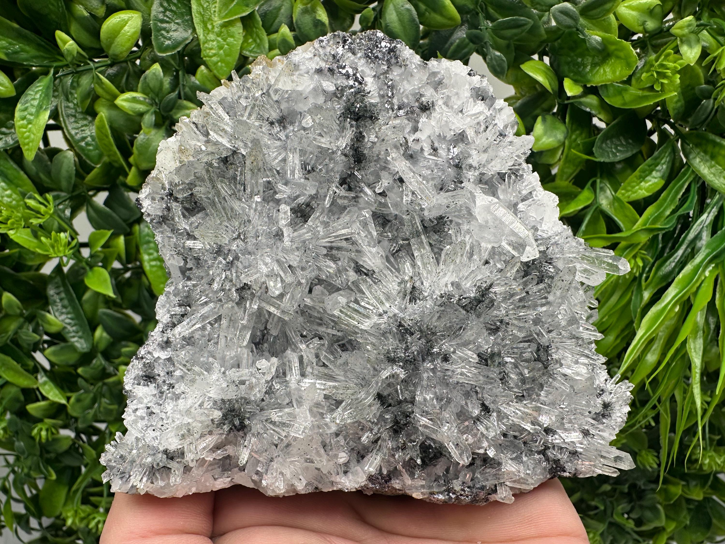 Quartz Cluster with Black Sphalerite, Home Decor Stone