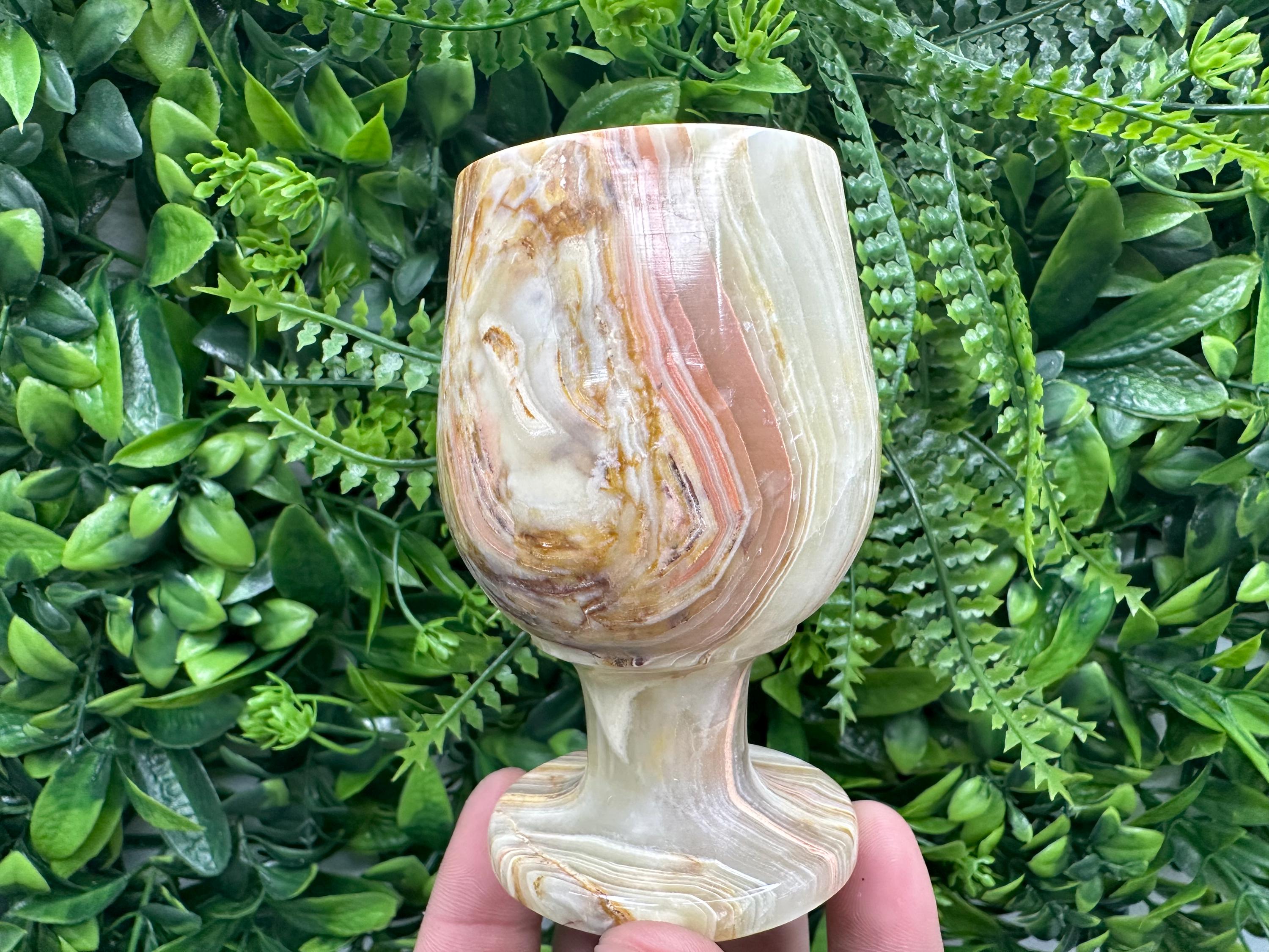 Vintage Onyx Wine Cup: Natural Stone Cordial Glass (10cm)
