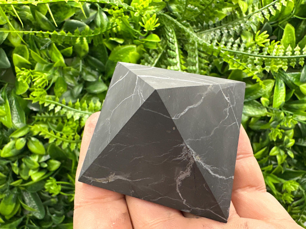 Shungite Pyramid (6cm): EMF & 5G Protection, Healing Crystal