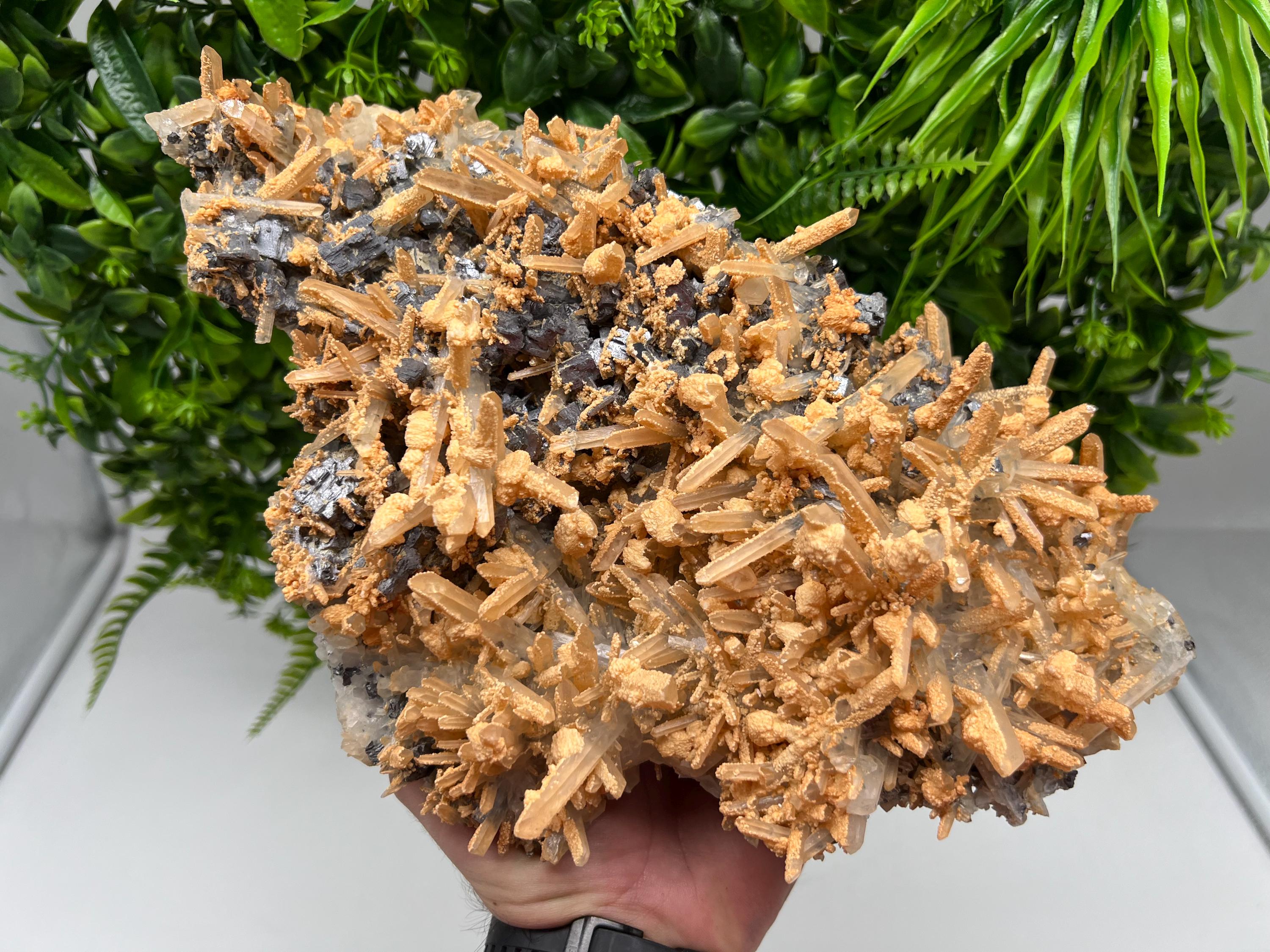 Collection Skeleral GALENA on Transparent Quartz whit Brown Calcite,natural,collectibles mineral specimen,home decor stone,gift,collection