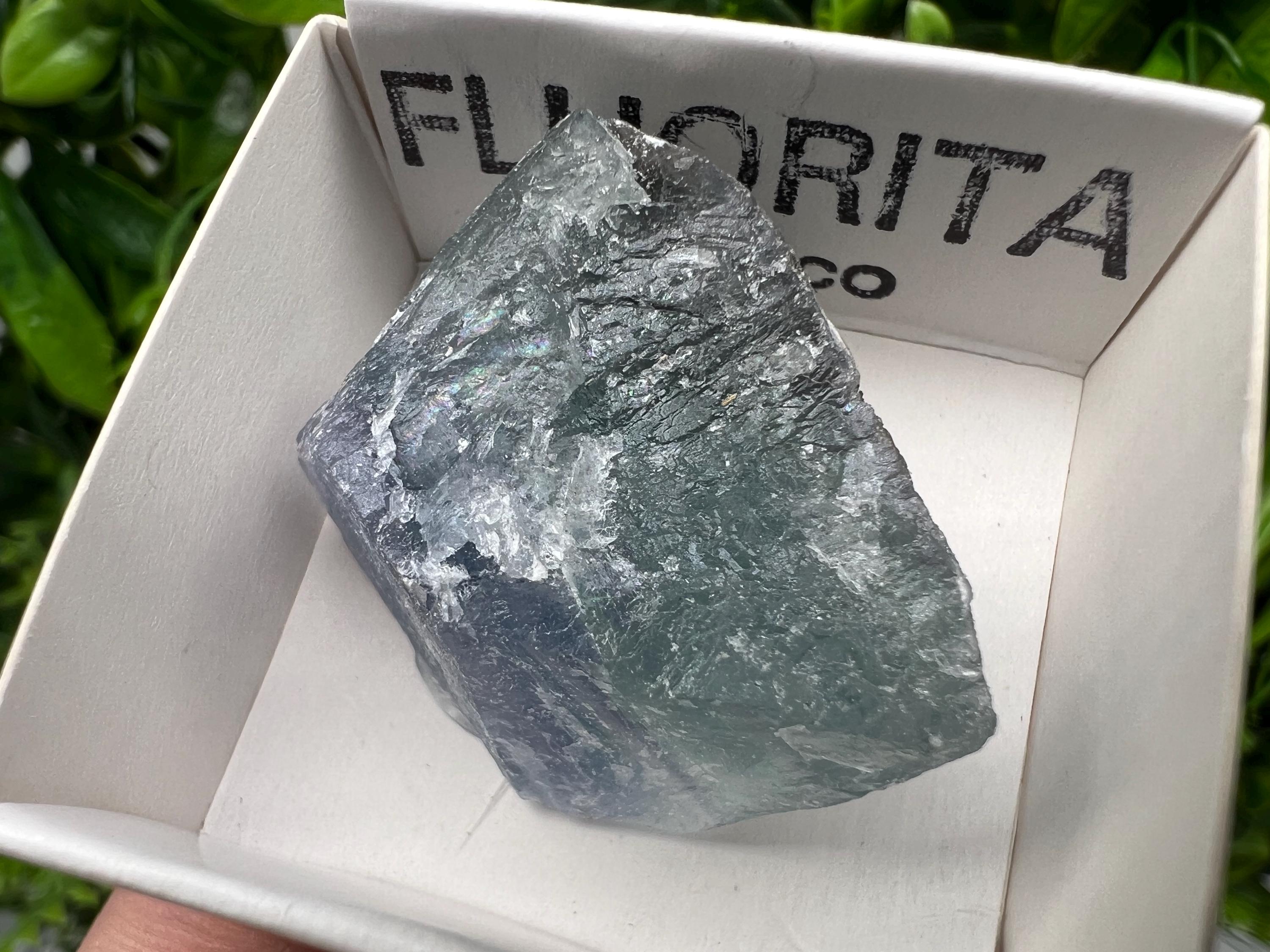 Rare Rainbow Fluorite Cube: Raw Mexican Crystal, Meditation Stone