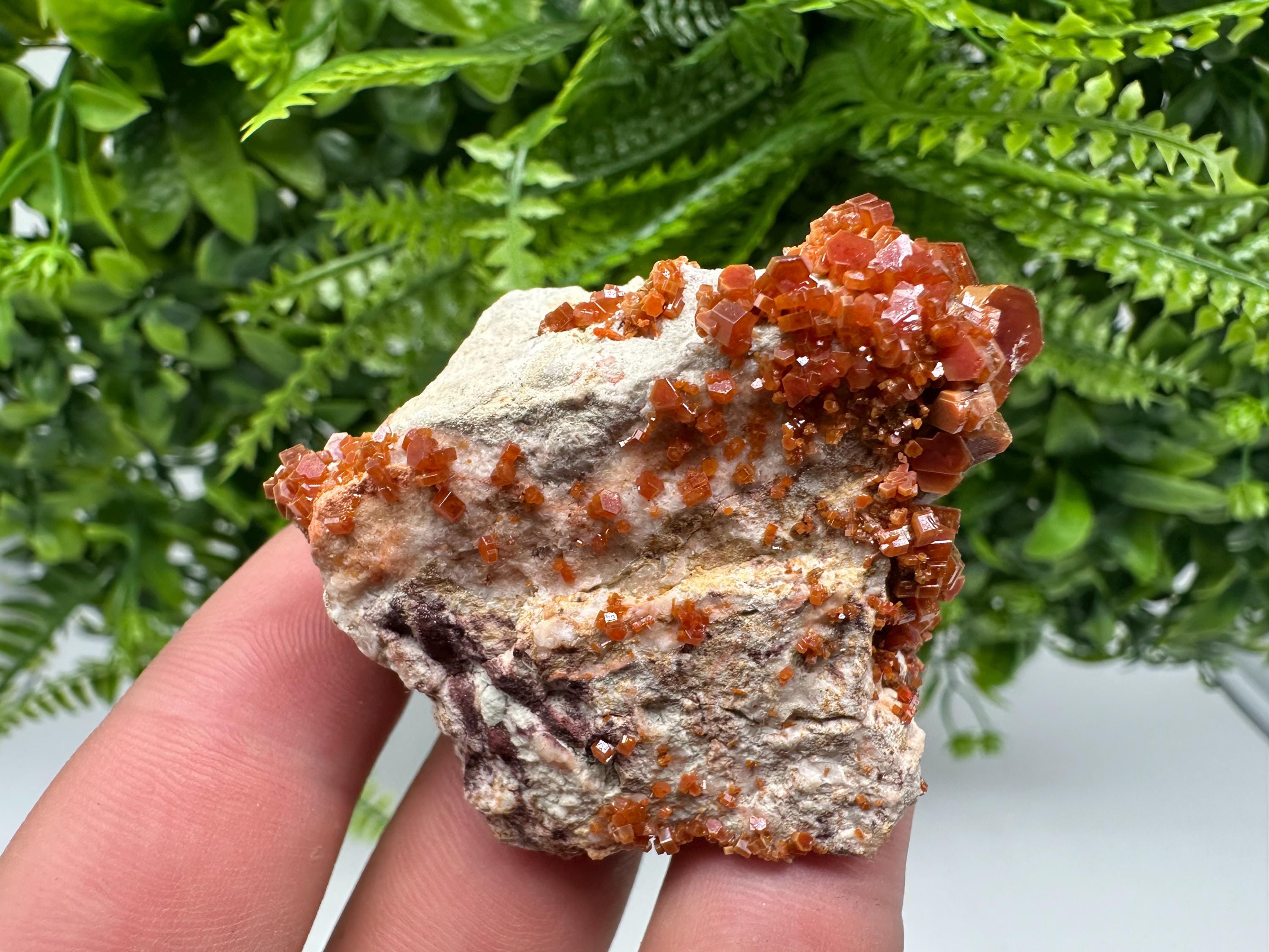 Red Vanadinite on Barite, Moroccan Crystal Specimen
