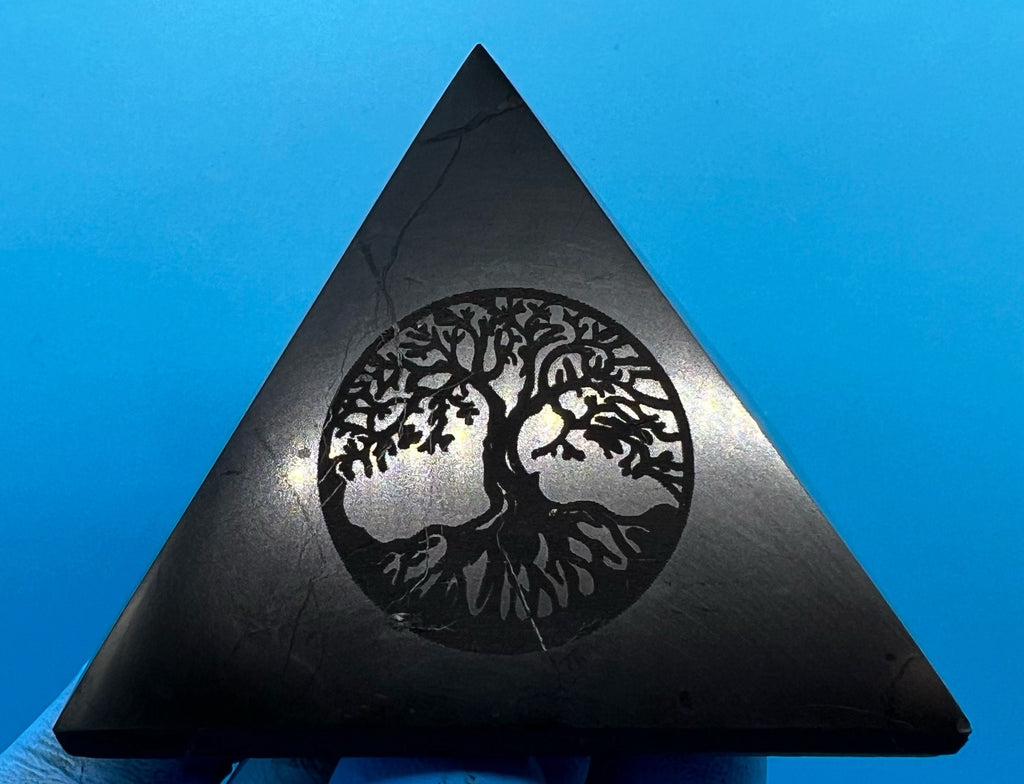 Shungite Pyramid: EMF & 5G Protection, Healing Crystal (7cm)