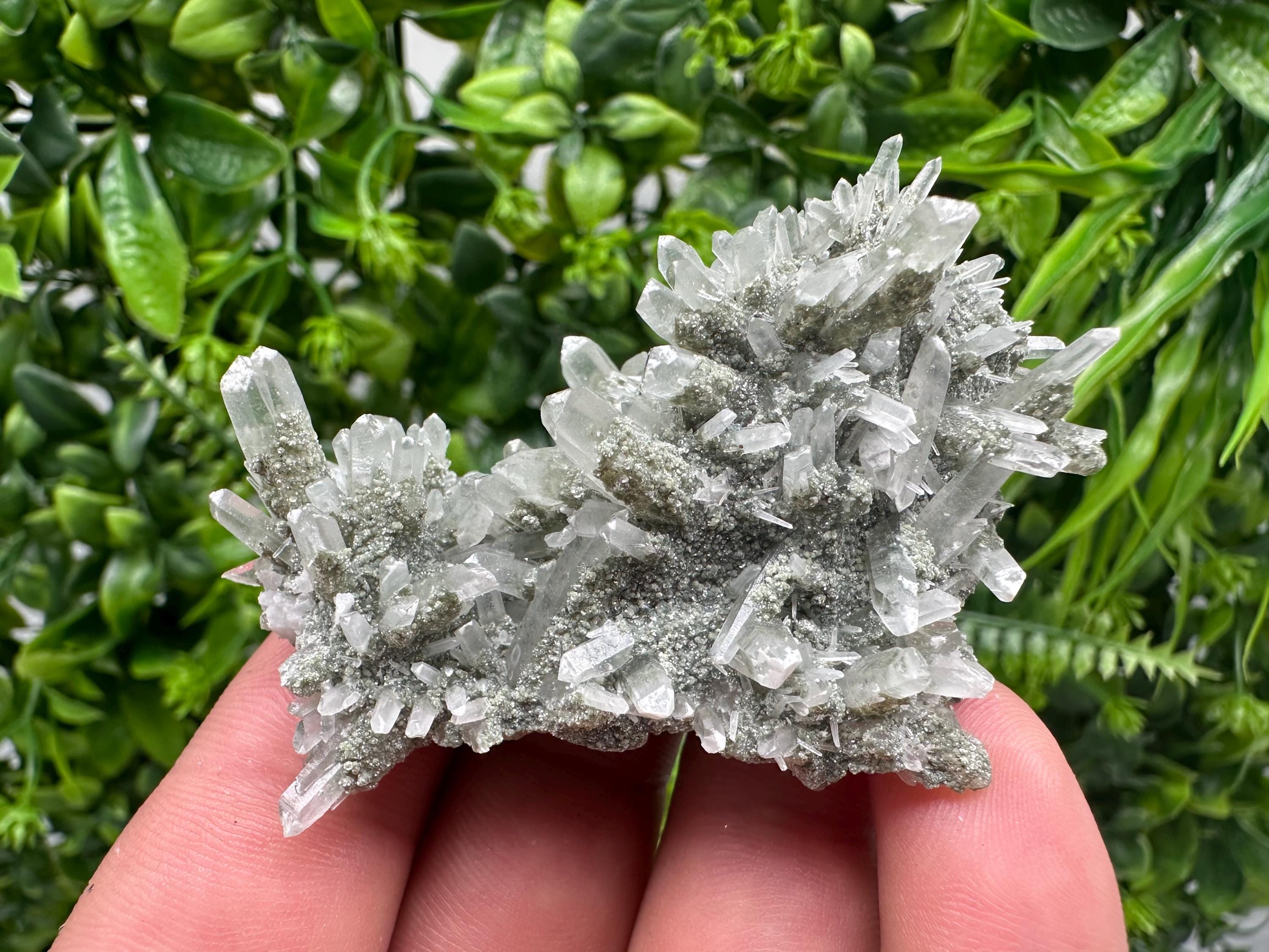 Chlorite Included Green Quartz Crystal Specimen: Madan, Bulgaria
