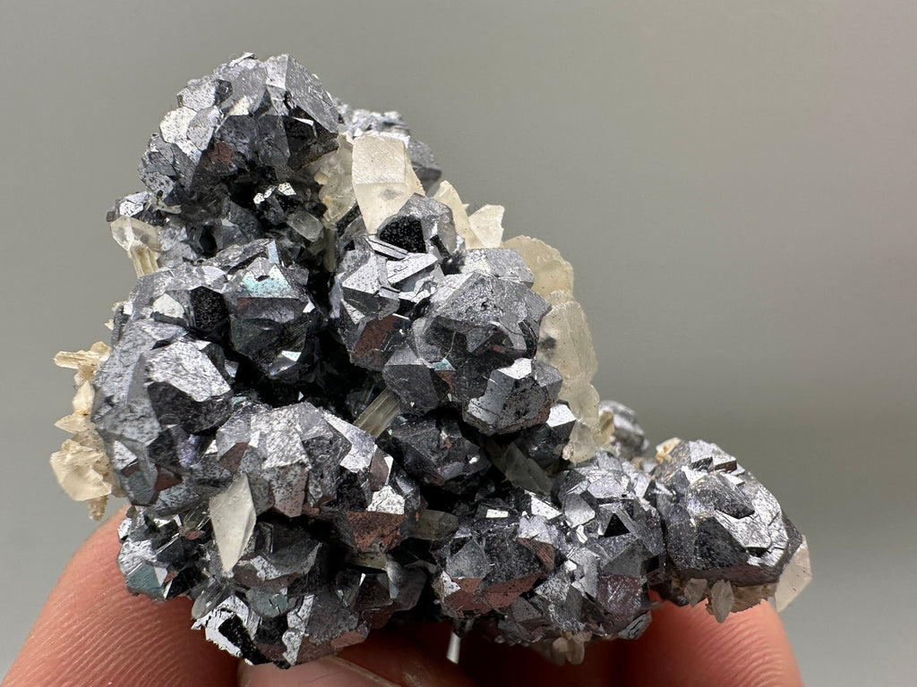 Shiny Galena with Calcite: Borieva Mine, Bulgaria