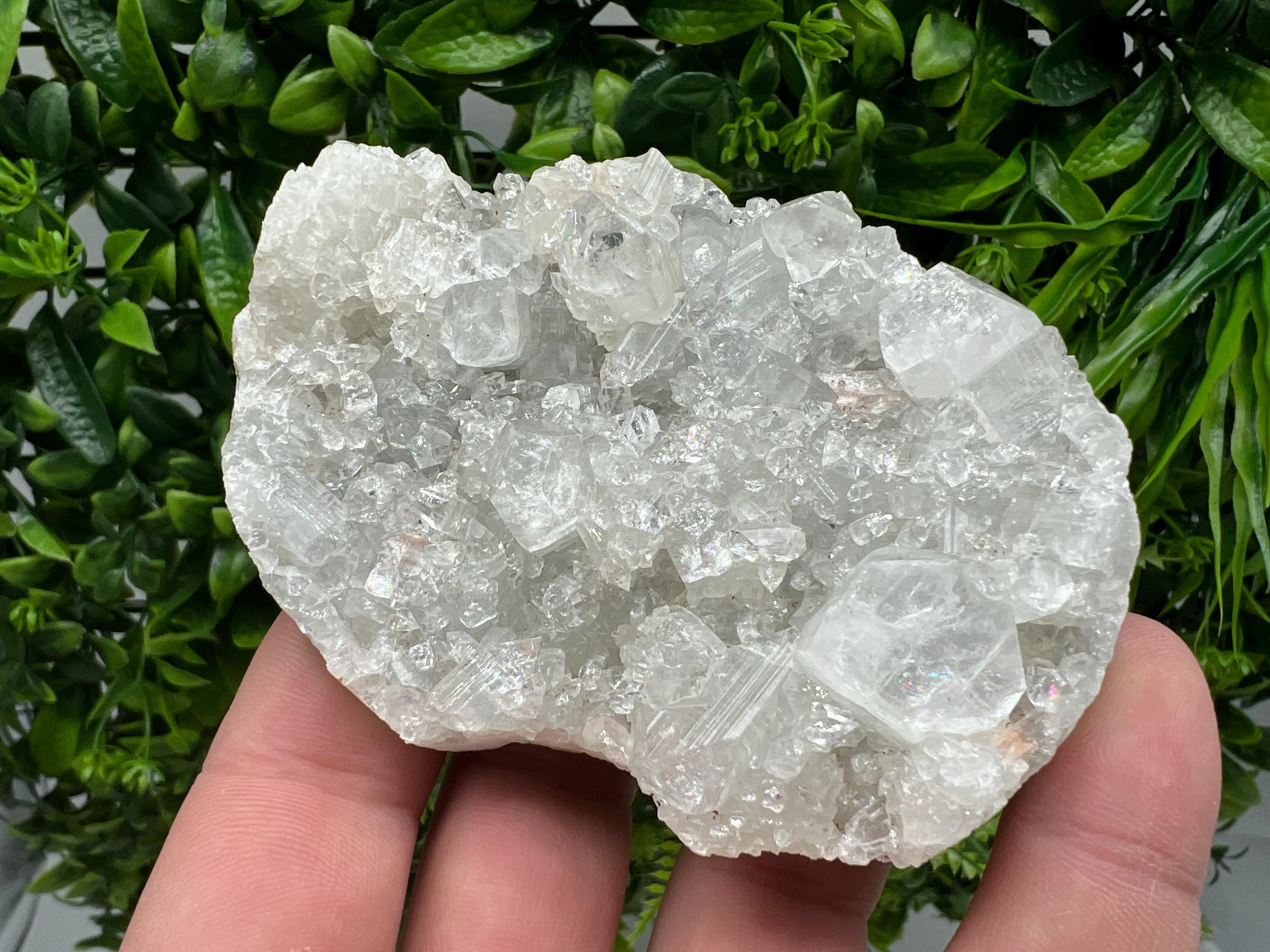Transparent Apophyllite on Chalcedony, Natural Crystal Mineral Specimen, India