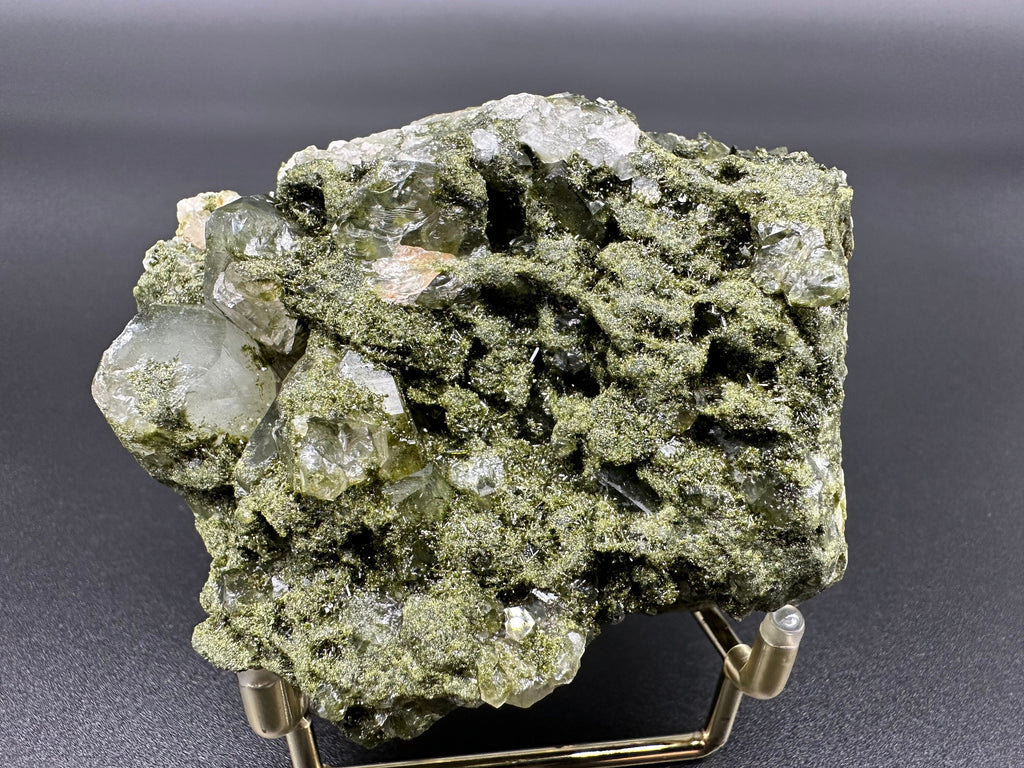 Rare Green Epidote with Quartz Crystals: Eastern Anatolian Decor Stone
