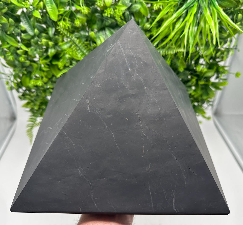Large Unpolished Shungite Pyramid: EMF Protection, Sacred Stone (25cm)