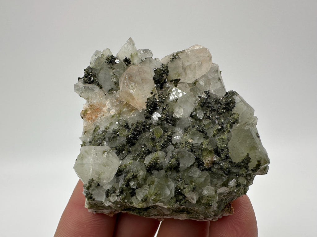 Rare Green Epidote with Quartz Crystals: Eastern Anatolian Mineral Decor