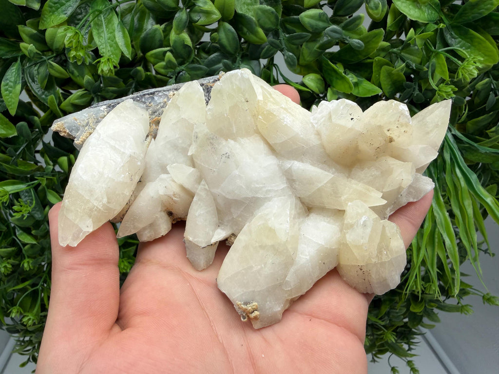 Calcite on Green Quartz: Laki Bulgaria Healing Crystal