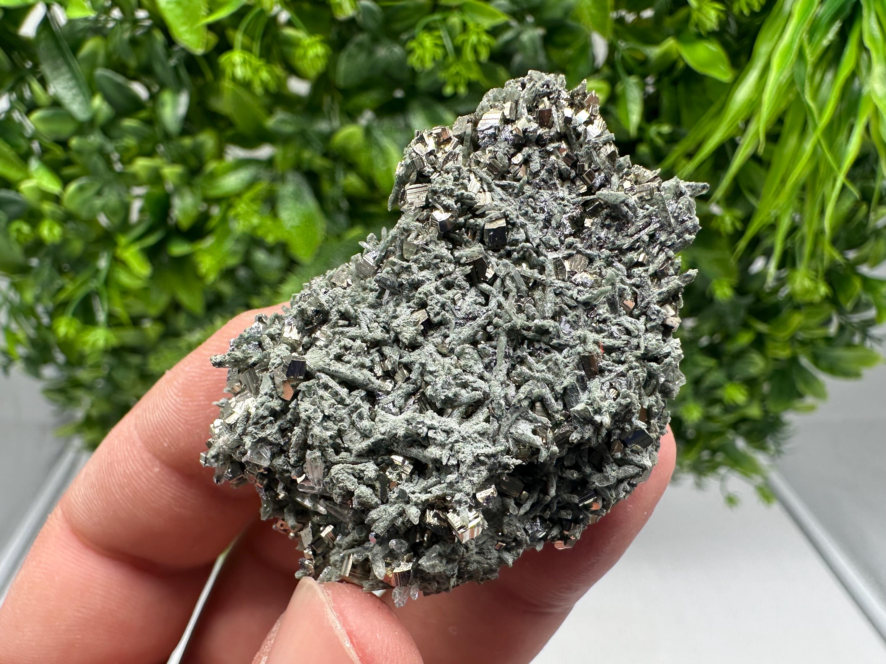 Red Pyrite on Green Quartz, Sphalerite Specimen, Borieva Mine