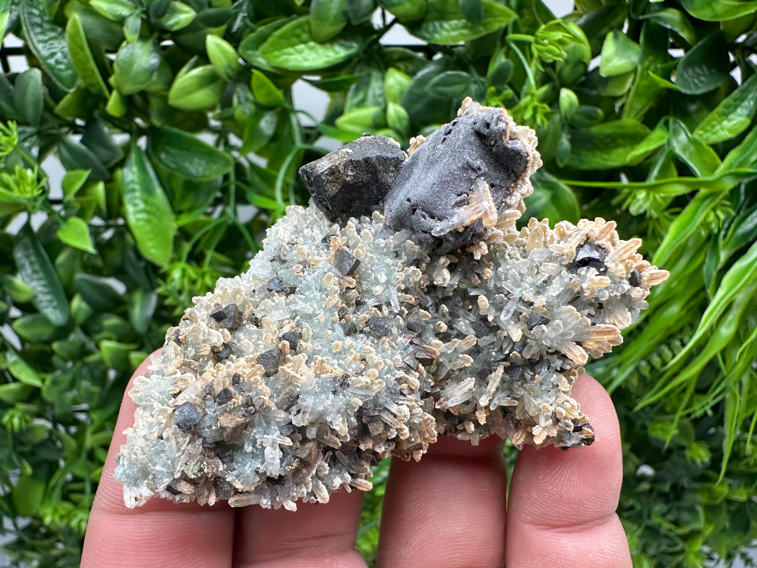Skeletal Galena with Sphalerite and Calcite - Madan, Bulgaria