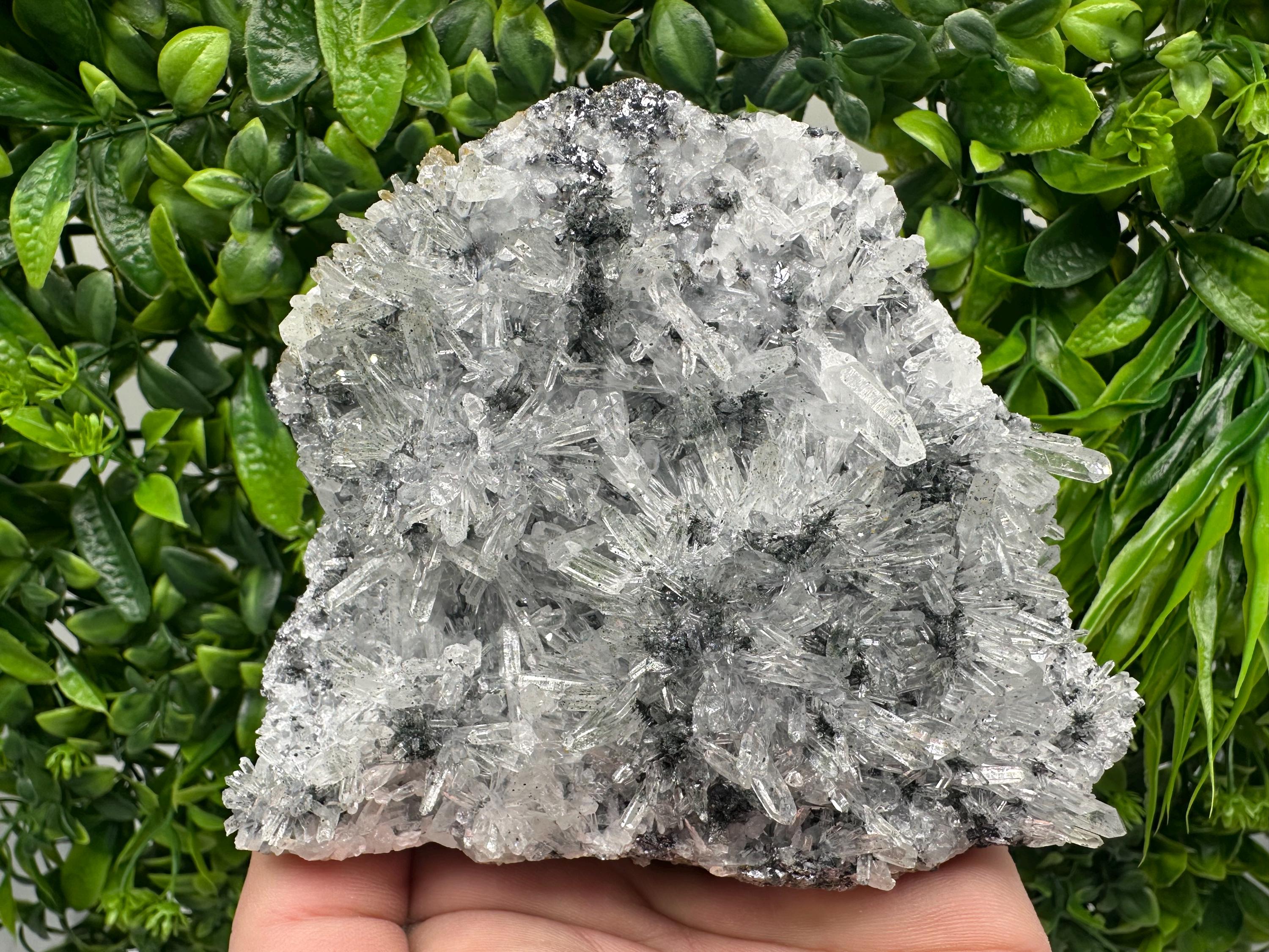 Quartz Cluster with Black Sphalerite, Home Decor Stone