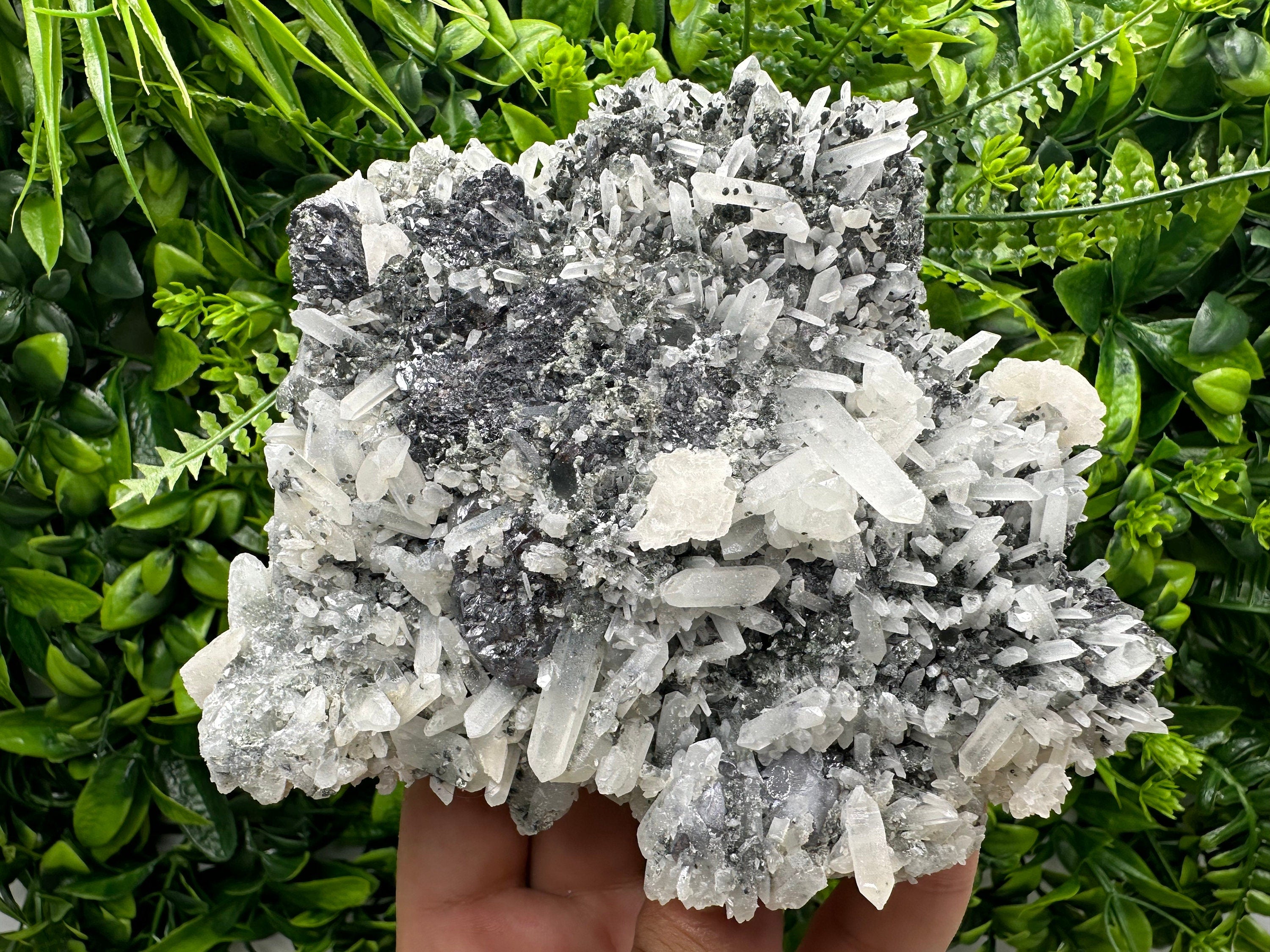 Sphalerite Calcite on Quartz, Borieva Mine Mineral Specimen