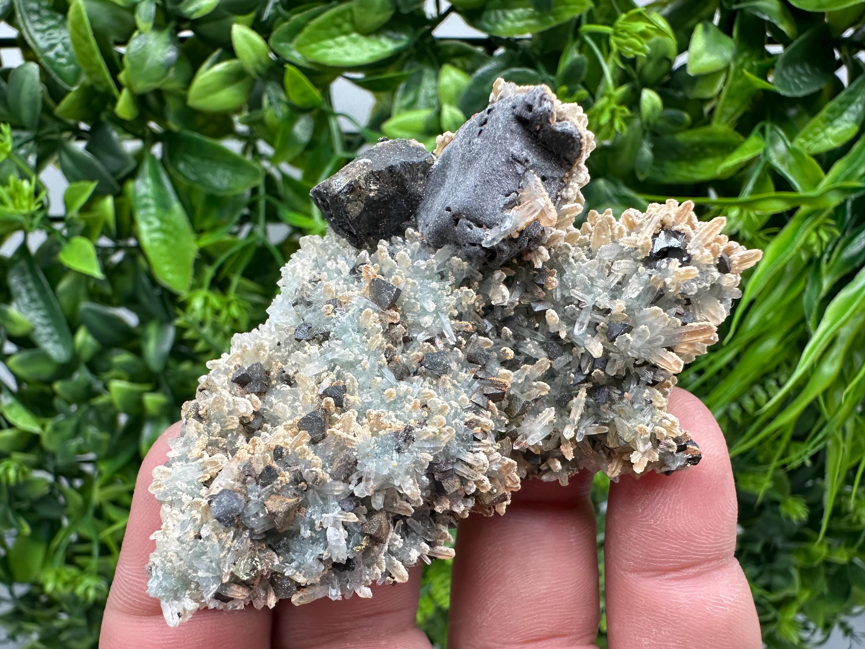 Skeletal Galena with Sphalerite and Calcite - Madan, Bulgaria